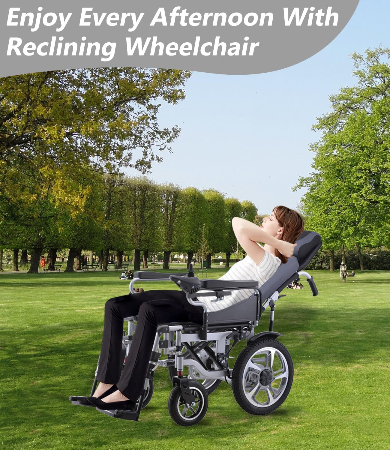 Reclining Electric Wheelchairs for Adults All Terrain Motorized Wheelchair for Adults Seniors with Headrest Powerful Dual Motor Motorized Power Wheelchairs 20AH/20Miles 2×250W