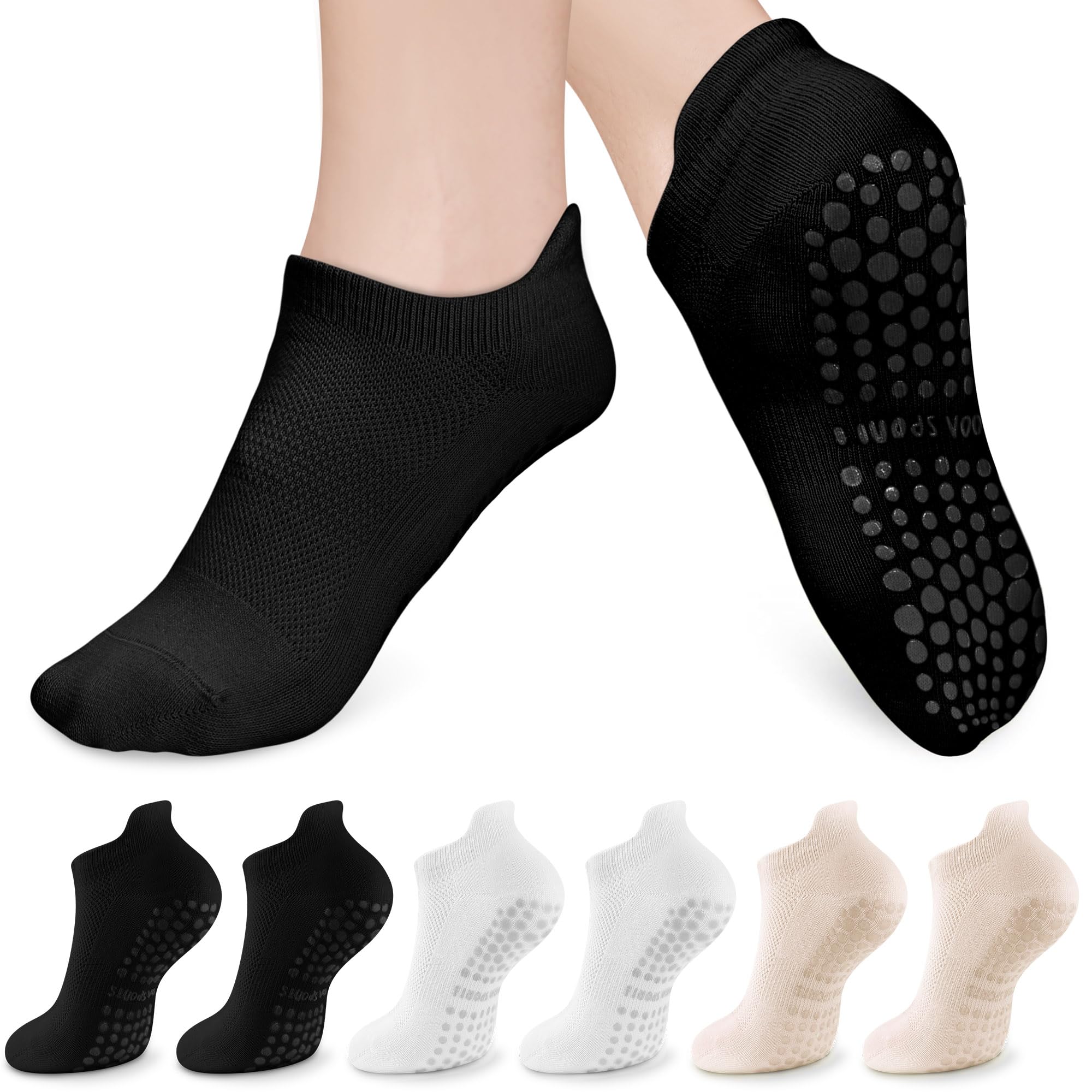 COZYOFFIPilates Grip Socks Women: 6 Pairs Non Slip Socks for Hospital Dance Ballet Yoga Trampoline