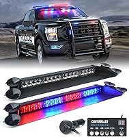 Vista 1 de LUMENIX Barra de luces estroboscópicas de emergencia LED para salpicadero con controlador, parabrisas, visera, advertencia de seguridad, luz