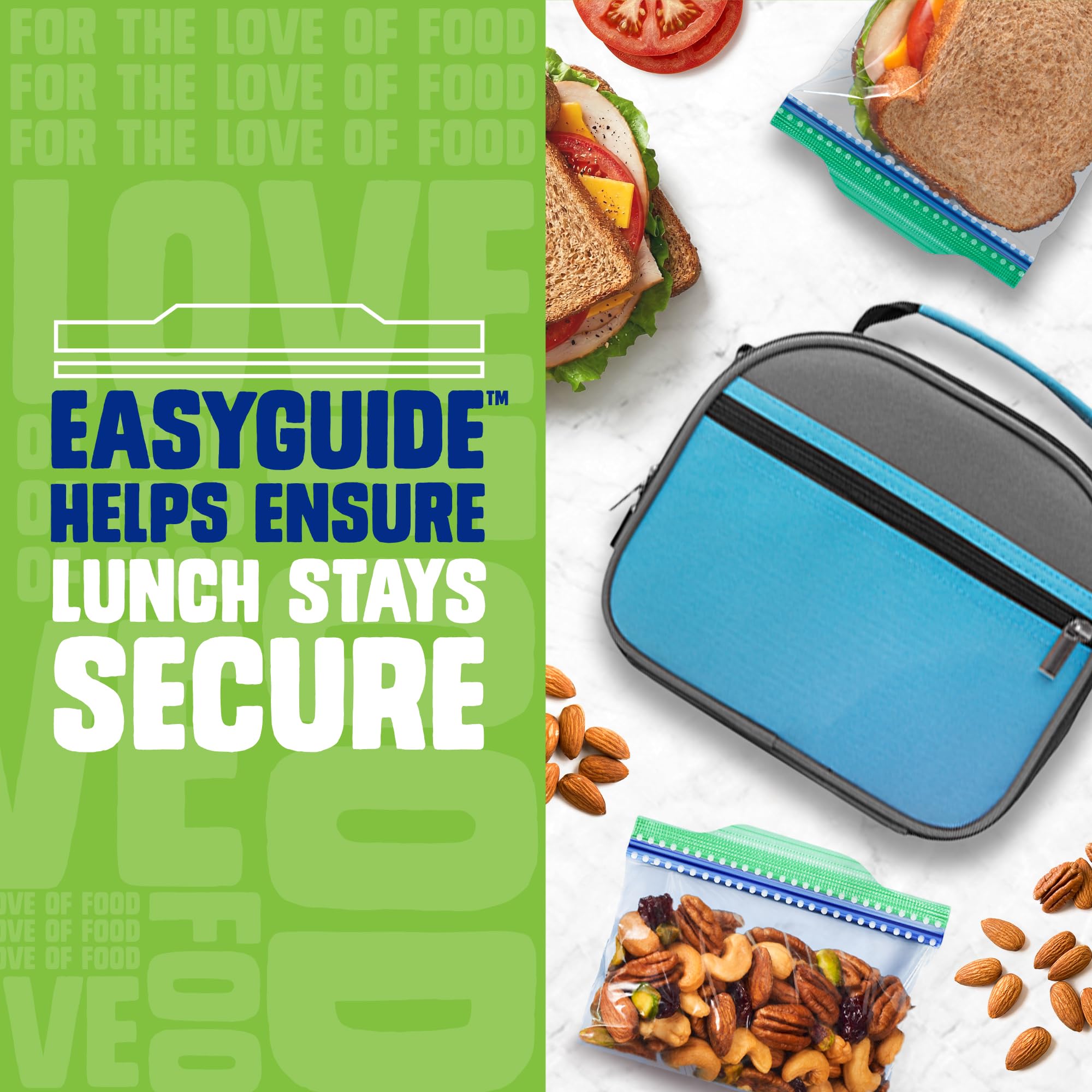 Ziploc Sacchetti per panini e snack con texture EasyGuide, sacchetti in plastica con tecnologia Grip 'n Seal, 270 sacchetti in totale