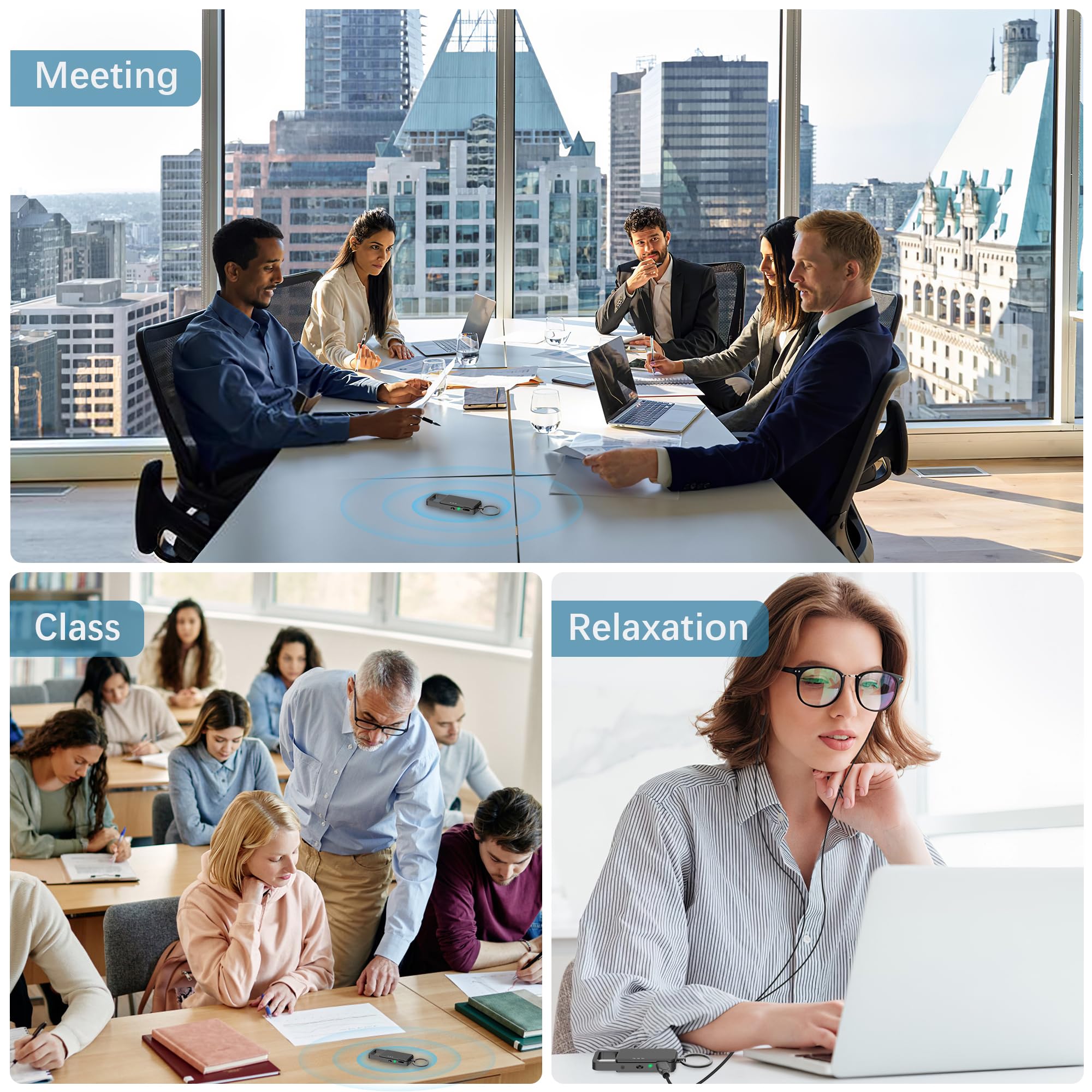 128GB Digitales Diktiergerät - 9000 Stunden Speicher, 24-Stunden-Akku, Intelligente Rauschunterdrückung, USB-C Voice Activated Audio Recorder für Meetings, Vorträge, Interviews