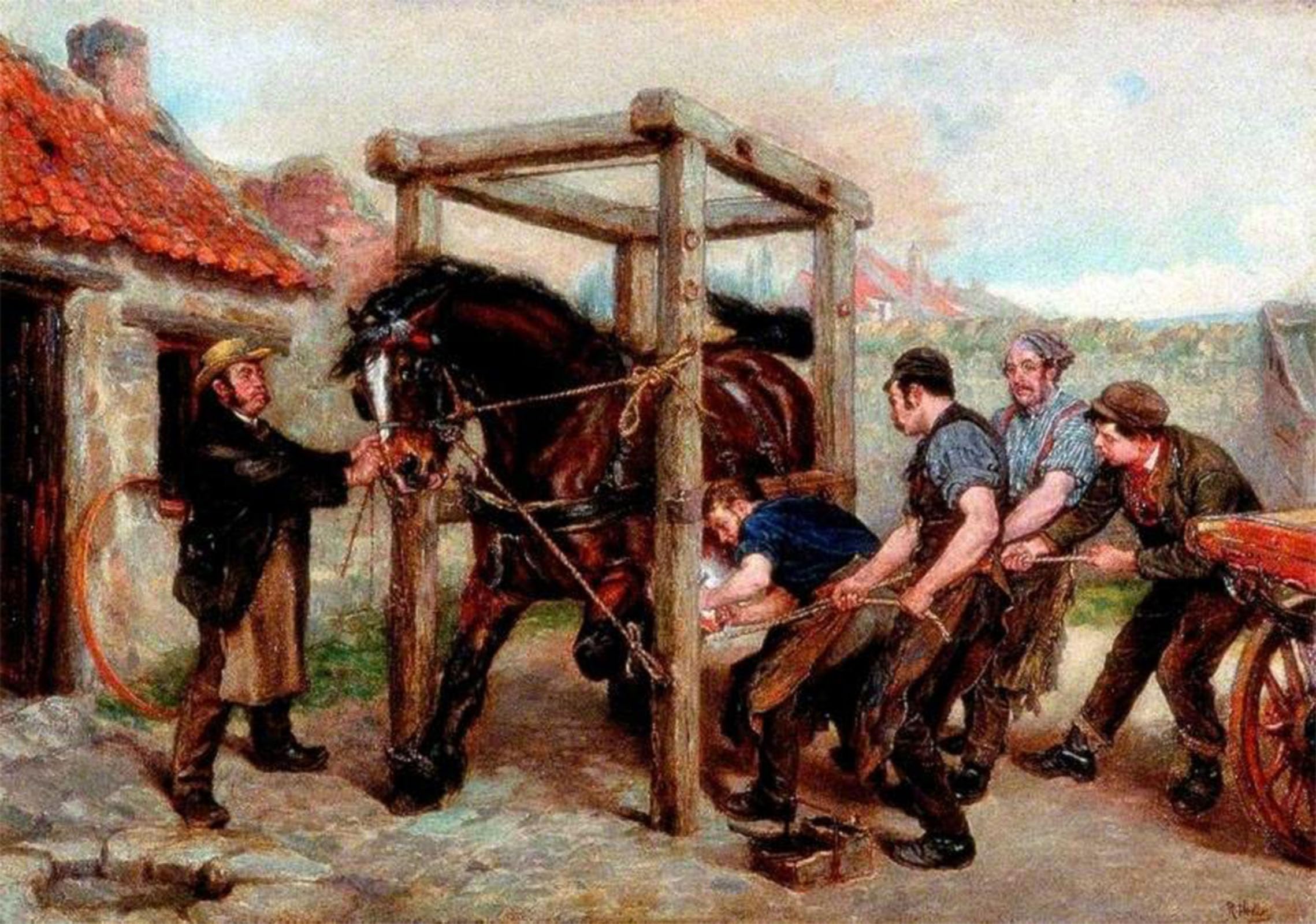POSTERIIk Famous Animal Posters Vintage Picture Shoeing the Bay Mare Ralph Hedley Modern Wall Decor for Home Decor 60x90cm
