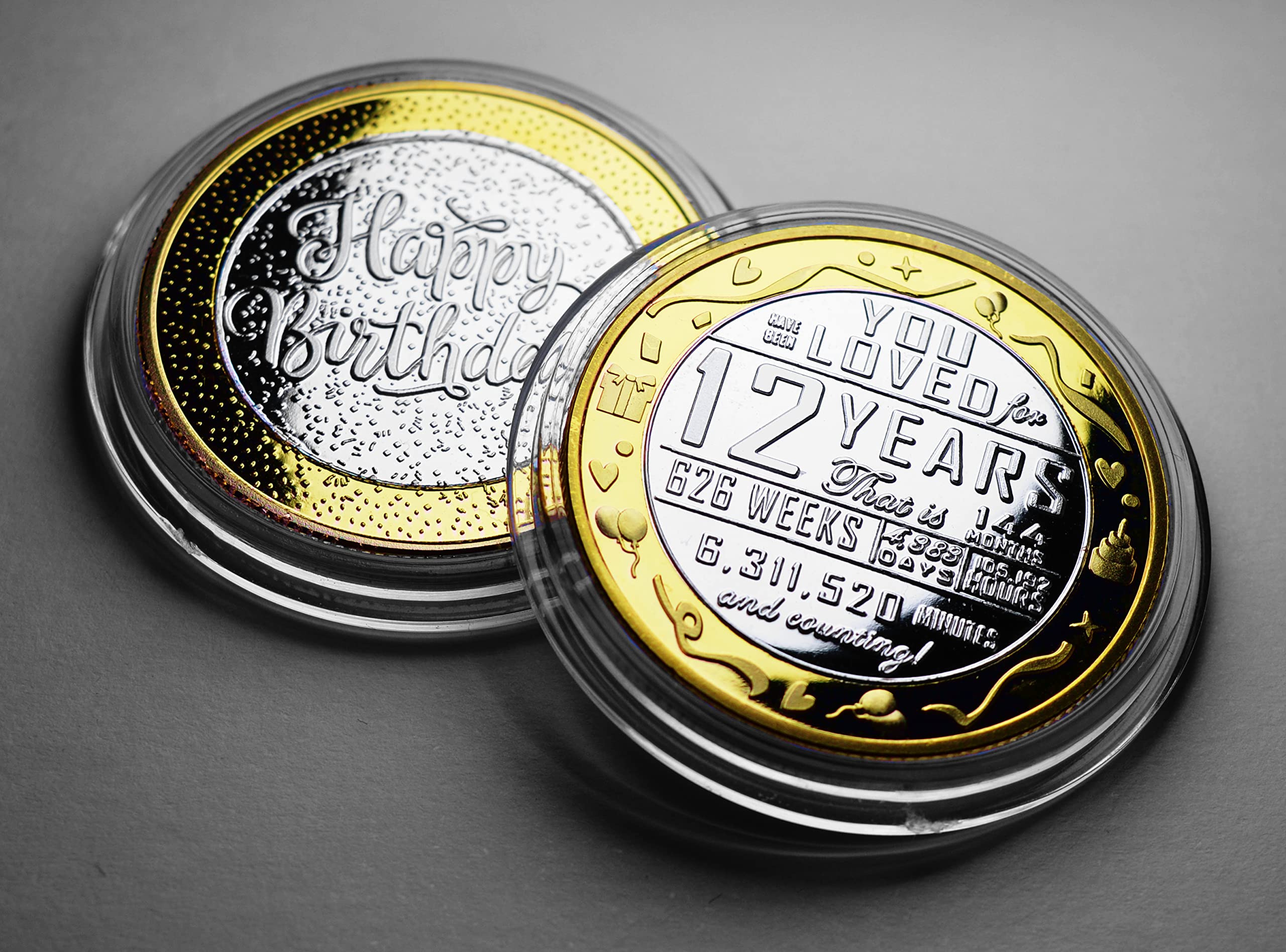 12th Birthday Dual Metal Silver & 24ct Gold Commemorative in Capsule. Gift/Present Celebrating 12 Years Son/Daughter Grandson/Granddaughter