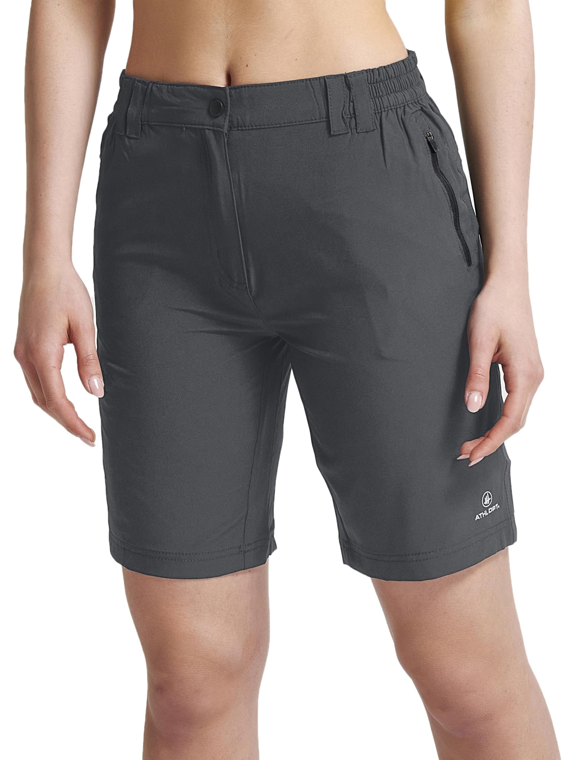 Pantalones cortos de senderismo para mujer, cómodos pantalones cortos de trekking con cintura elástica y prácticos bolsillos
