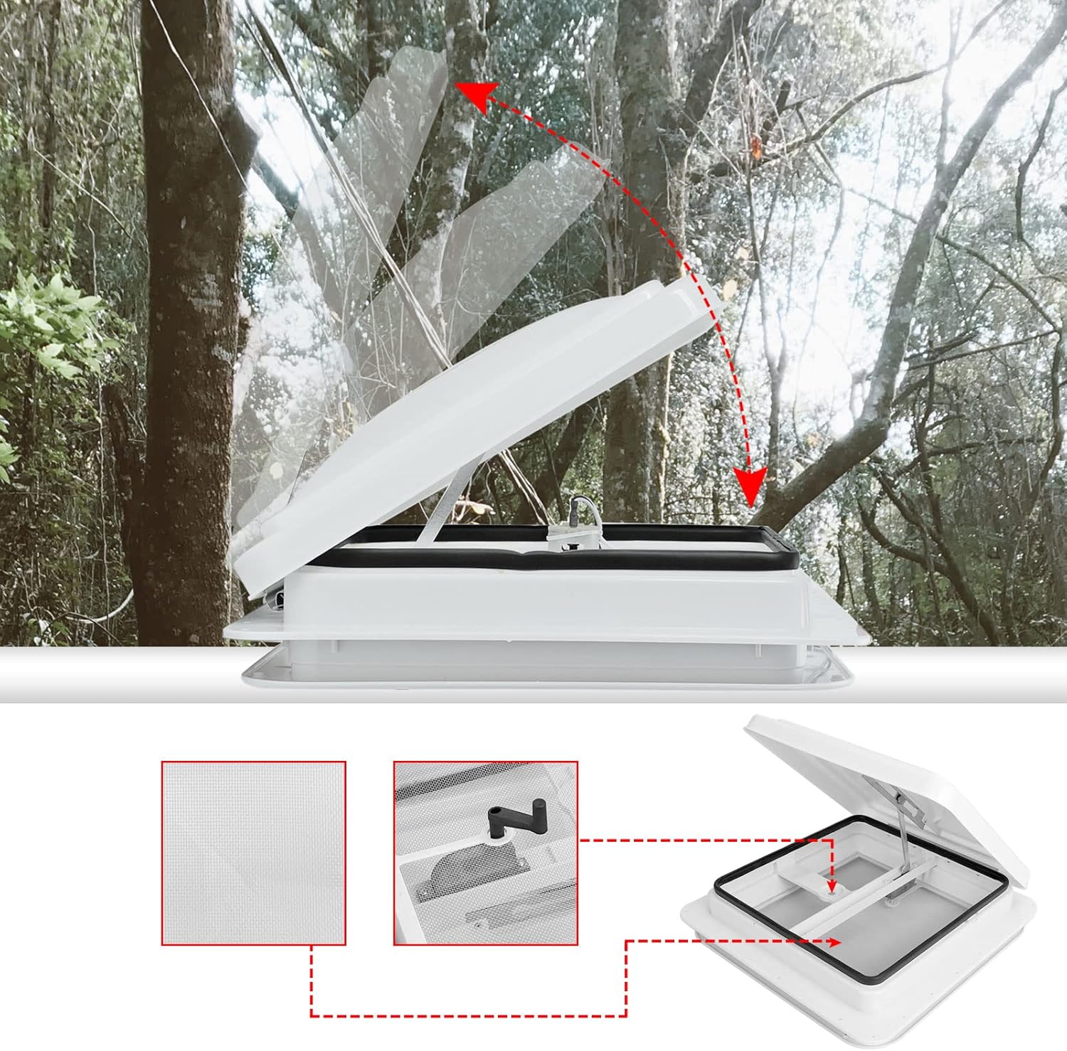 14" RV Roof Vent for Trailer Camper Universal White Lid Roof Vent with White Lid Inner for Garnish Ring