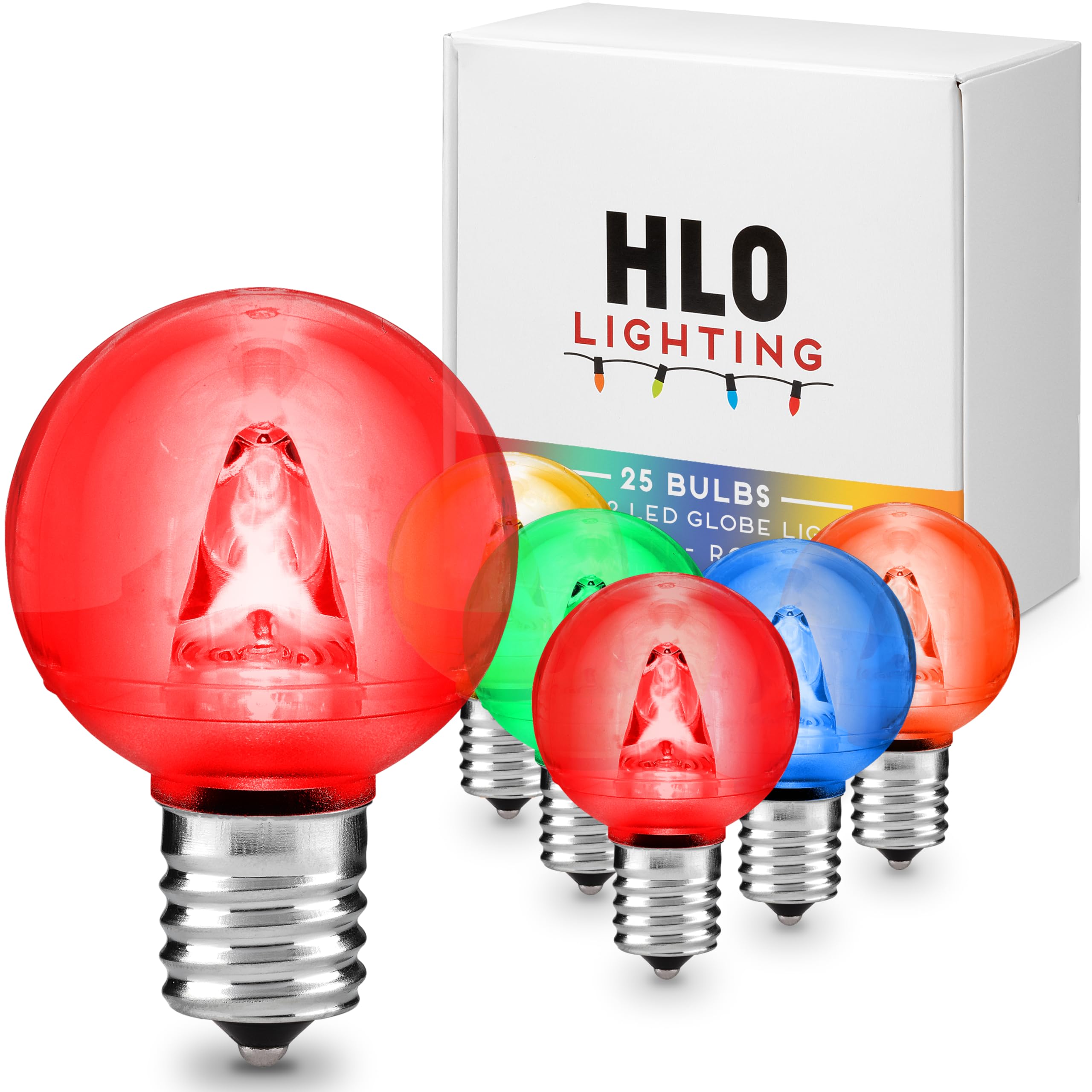 Holiday Lighting Outlet LED Smooth G40 Multi Replacement Light Bulbs for C9 E17 Sockets Energy Efficent Commercial Grade