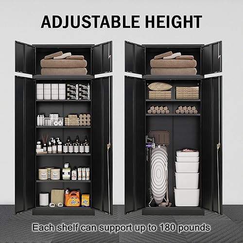 Miniatura 5 de TaskStorz Armario SnapIt de acero, gabinete de almacenamiento de metal de 71 pulgadas con puertas de bloqueo y estantes ajustables, gabinete de