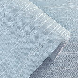 Baketron Light Blue Striped Wallpaper Modern 3D Embossed Wallpaper Metallic Sky Blue Glitter Textured for Bedroom Adults Teenager Living Room Lounge Hallway Hall