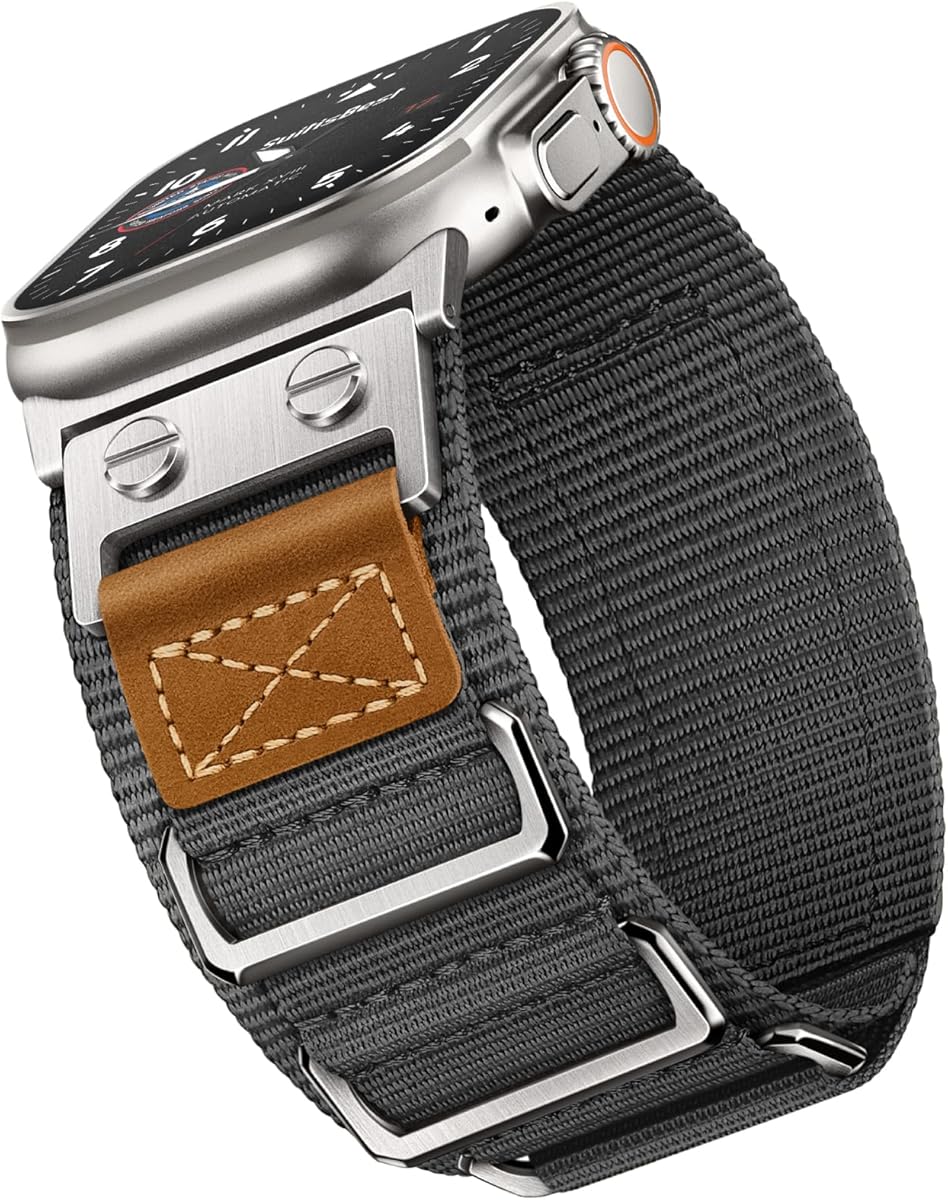 Suitisbest Rugged Bands Compatible for Apple Watch Ultra Band 49mm 46mm 45mm 44mm 42mm, 3 Ring Military Nylon Sport Durable Metal Strap for iWatch Series 11 10 9 8 7 6 5 4 3, SE 3 2 1, Ultra 3 2 1