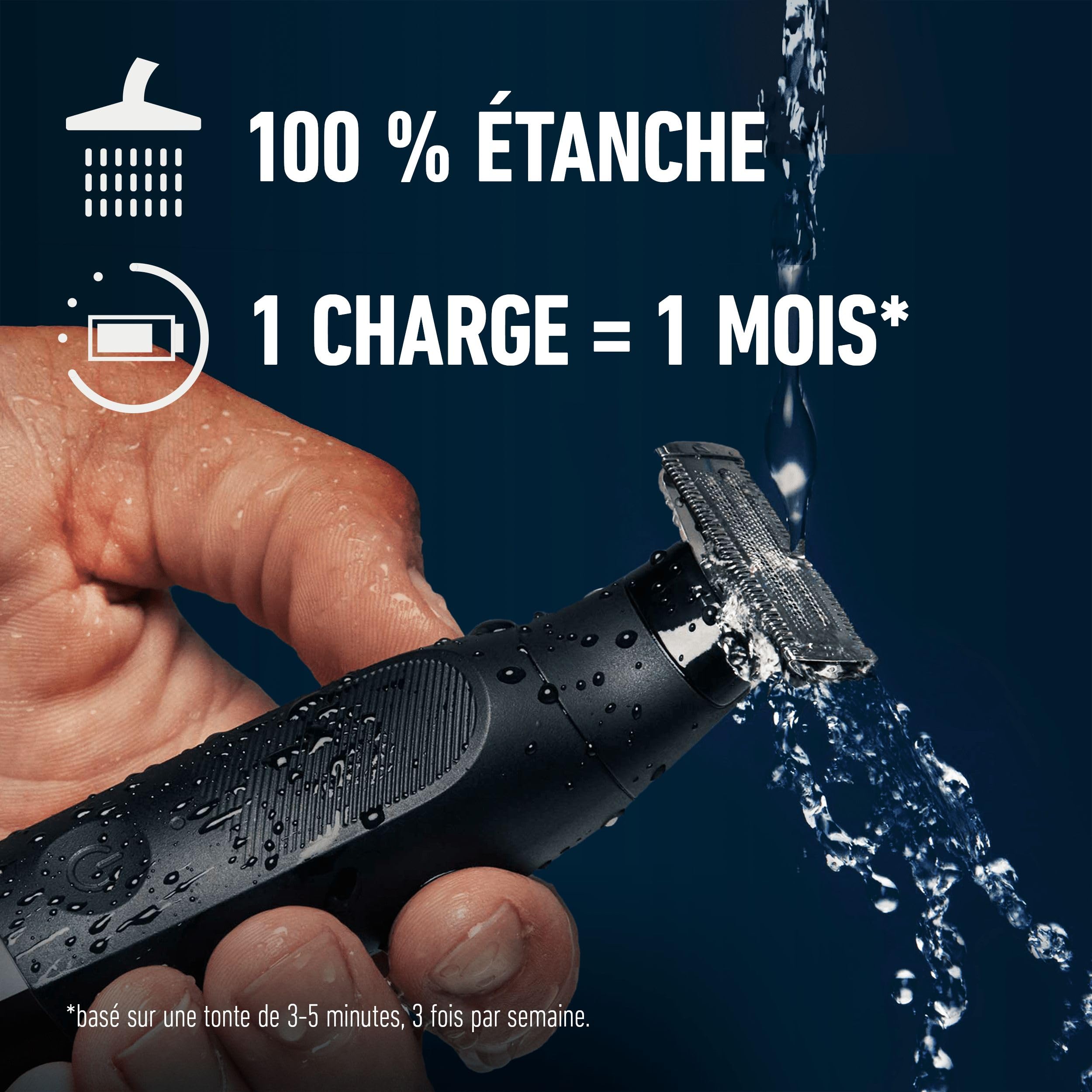 King C. Gillette Tondeuse Barbe Homme, 4 Sabots, Noire – Electrique, sans Fil, Etanche, Lame 4D Durable et Affutée pour Définir les Contours, Peignes pour Différentes Longueurs, 45 min d’Autonomie