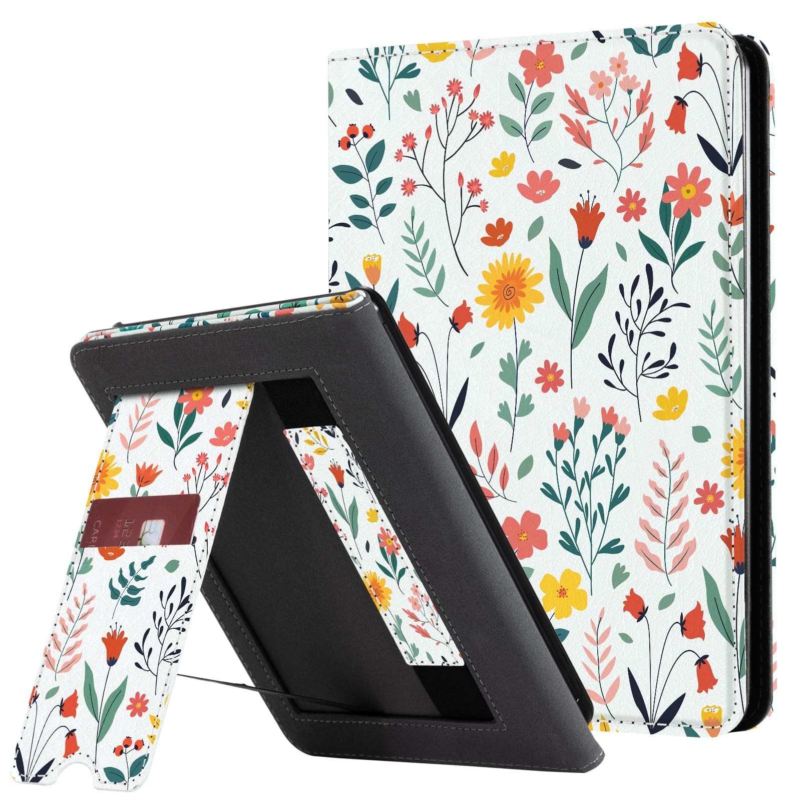 CoBak Case with Stand for Ebook Readers - Durable PU Leather Cover with Auto Sleep Wake, Card Slot, Hand Strap Feature Kindle Paperwhite case