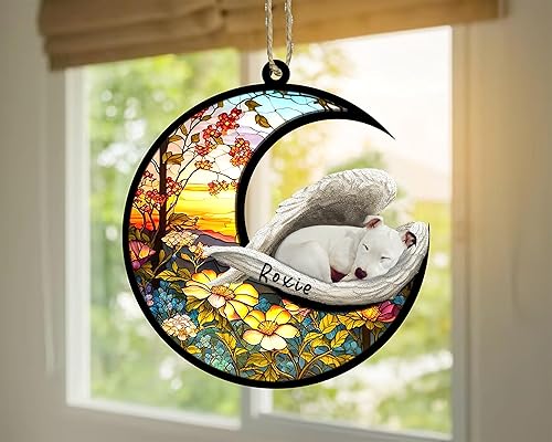 Miniatura 450 de Chow Chow Dog Memorial Suncatcher, adorno de Navidad Chow Chow con nombre, atrapador de pérdida de mascotas, regalos para los amantes de los perros