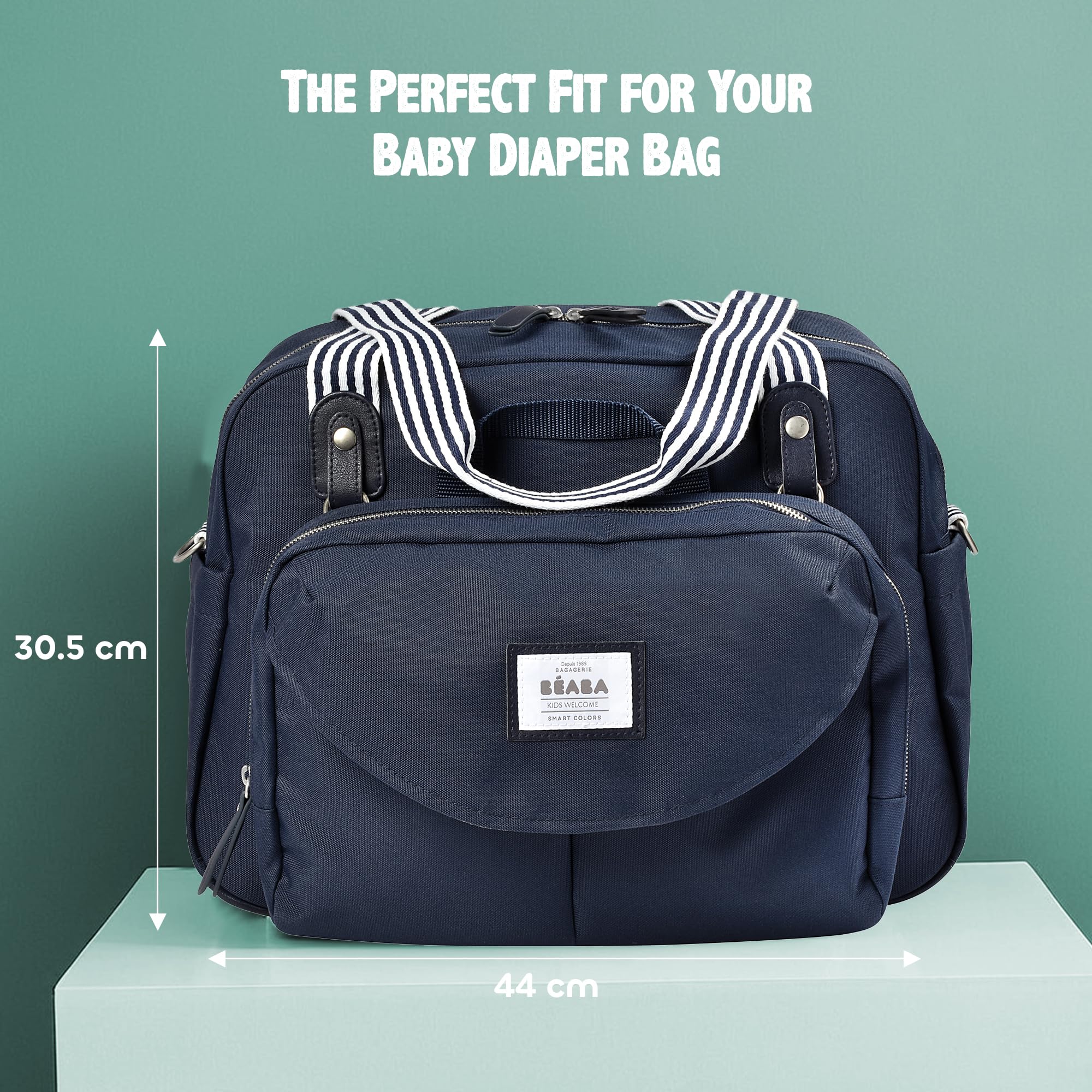 BÉABA Borsa Fasciatoio Genève II Borsone Pannolini Materassini Cambio Neonato Modulabile Taschino Isotermico Pasti Sistema Aggancio Passeggino Blu
