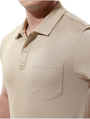 Vista 4 de YSENTO Camisas polo de manga corta con cuello y bolsillo para hombre