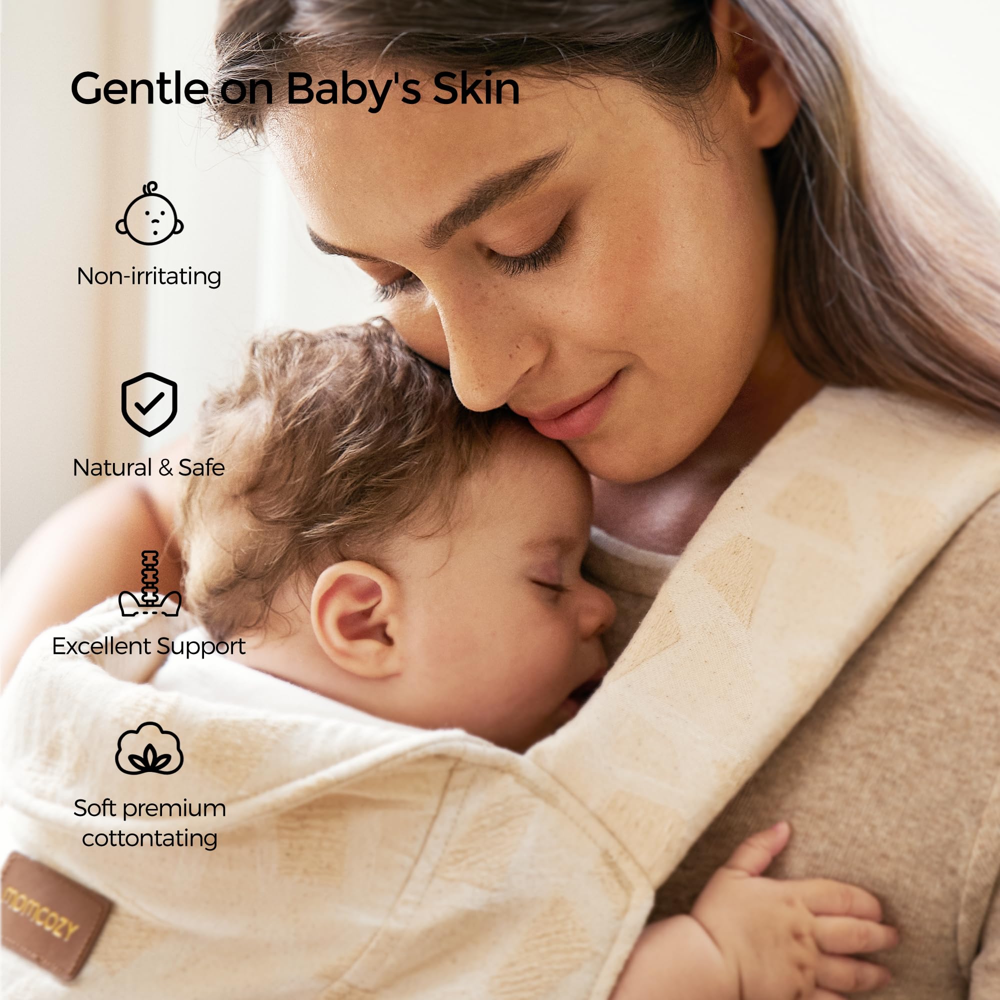Momcozy Newborn Carrier WeeSnug, Lightweight and Cozy Comfort for 3.2-11.3kg, Ergonomic Cross-Back Support, Jacquard Weave - Image 4