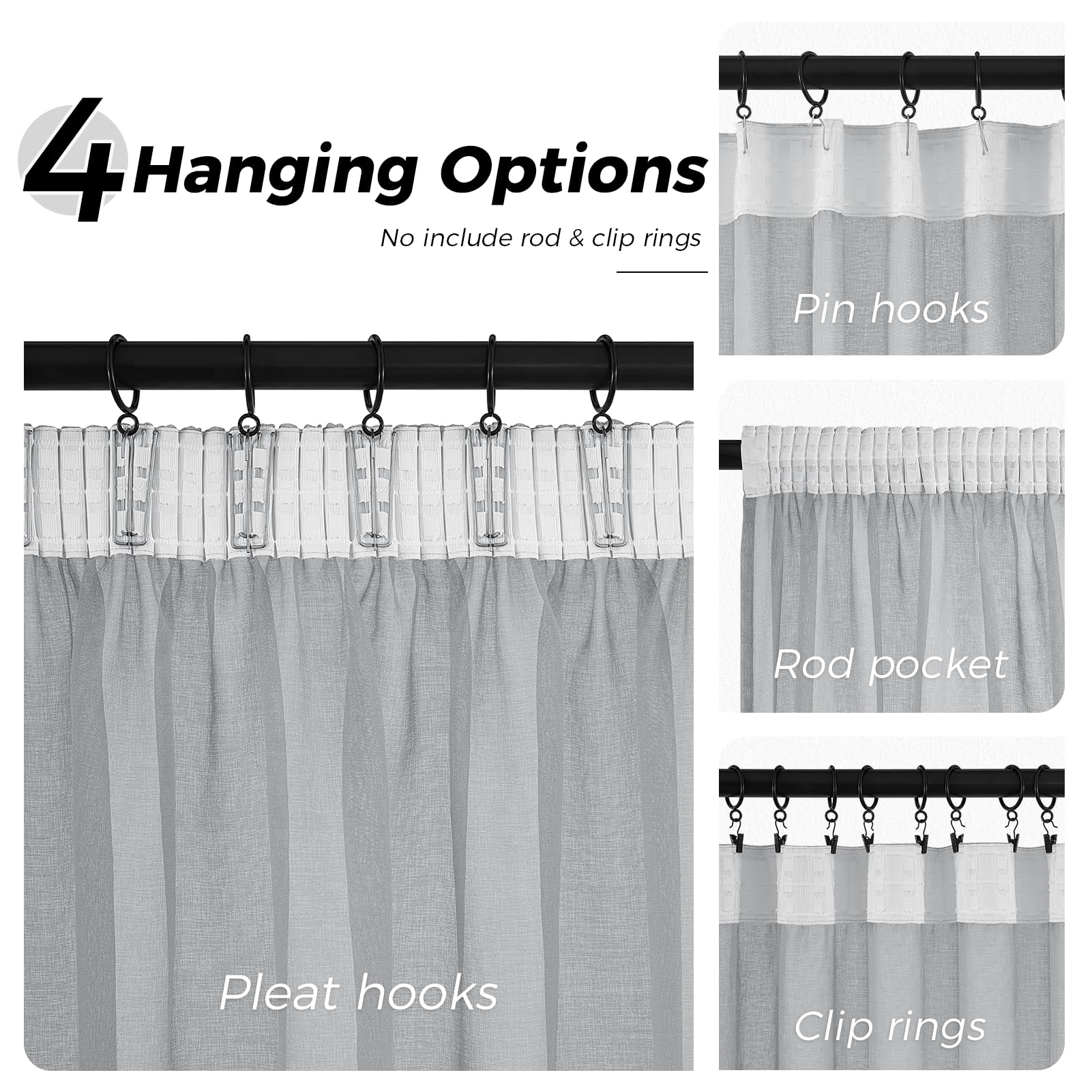 MRTREES Tende Soggiorno Tenda 200x150cm (LxA) Finestra Tende Salotto Tenda Grigio per Salotto Eleganti Moderne 1 Pezzi Trasparenti per Interni con Passanti nascosti Tende di Organza