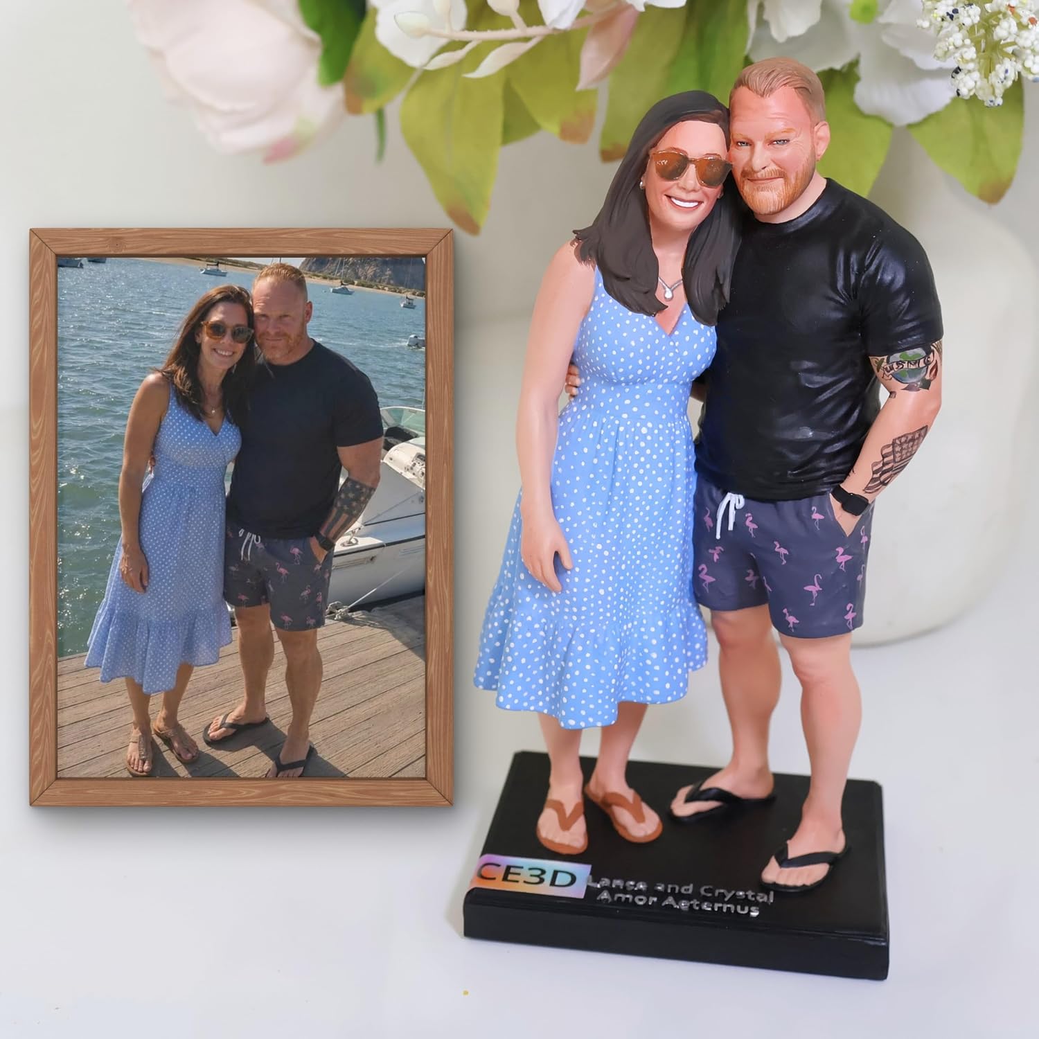 Custom 3D Printed Figurine from Photo, Hand-Painted Mini Statue, Personalized Gift for Couples, Anniversary Wedding Keepsake