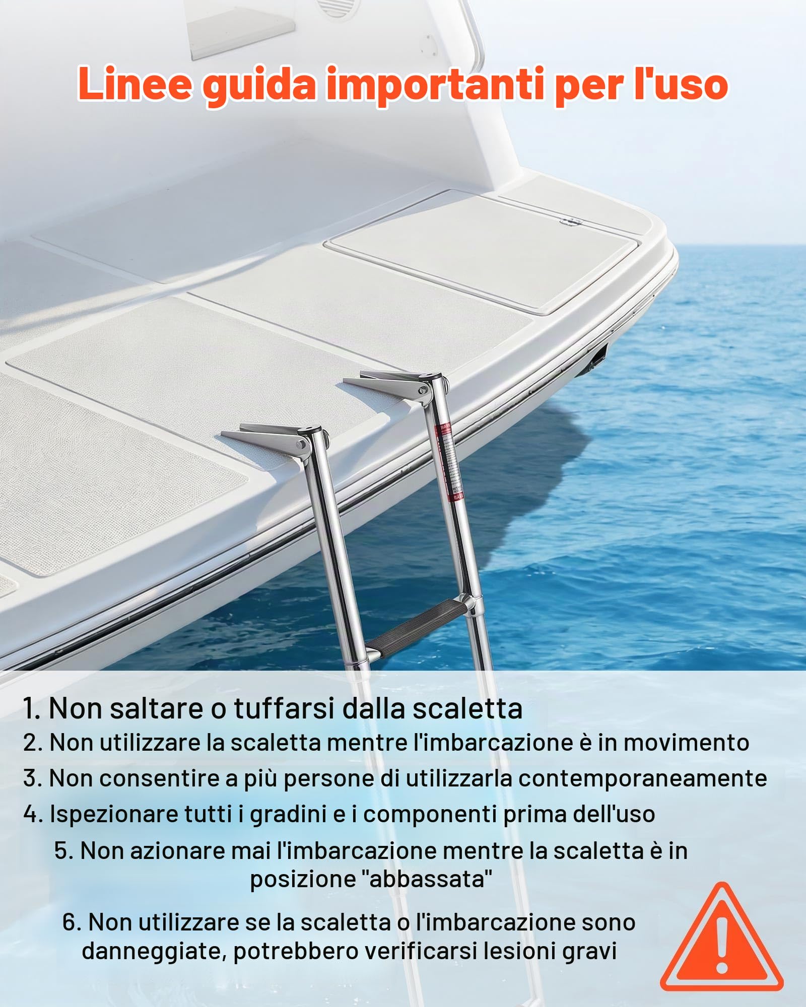 VEVOR Scaletta per Barca in Acciaio Inox, Scaletta Telescopica Pieghevole a 4 Gradini, per Piattaforma di Poppa, Portata Fino a 408 kg, Gradini Ampi e Antiscivolo, per Fuoribordo, Yacht e Pontoni