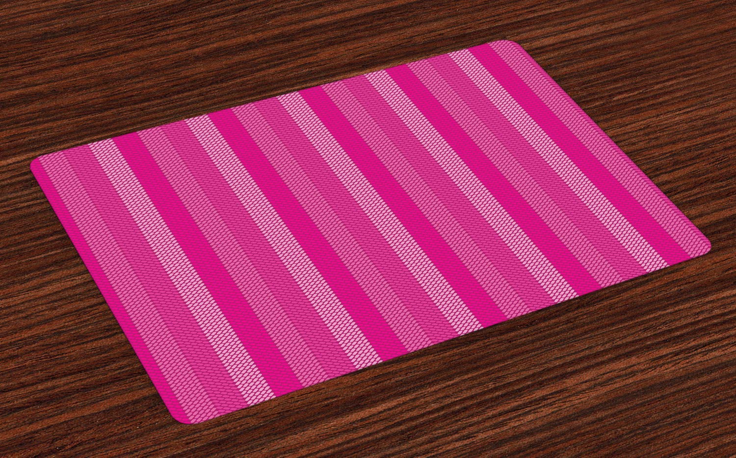 Lunarable Abstract Place Mats Set of 4, Diagonal Dashes Simple Geometric Elements in Creative Monochrome Tones, Washable Fabric Placemats for Dining Table, Standard Size, Dark Magenta Hot Pink