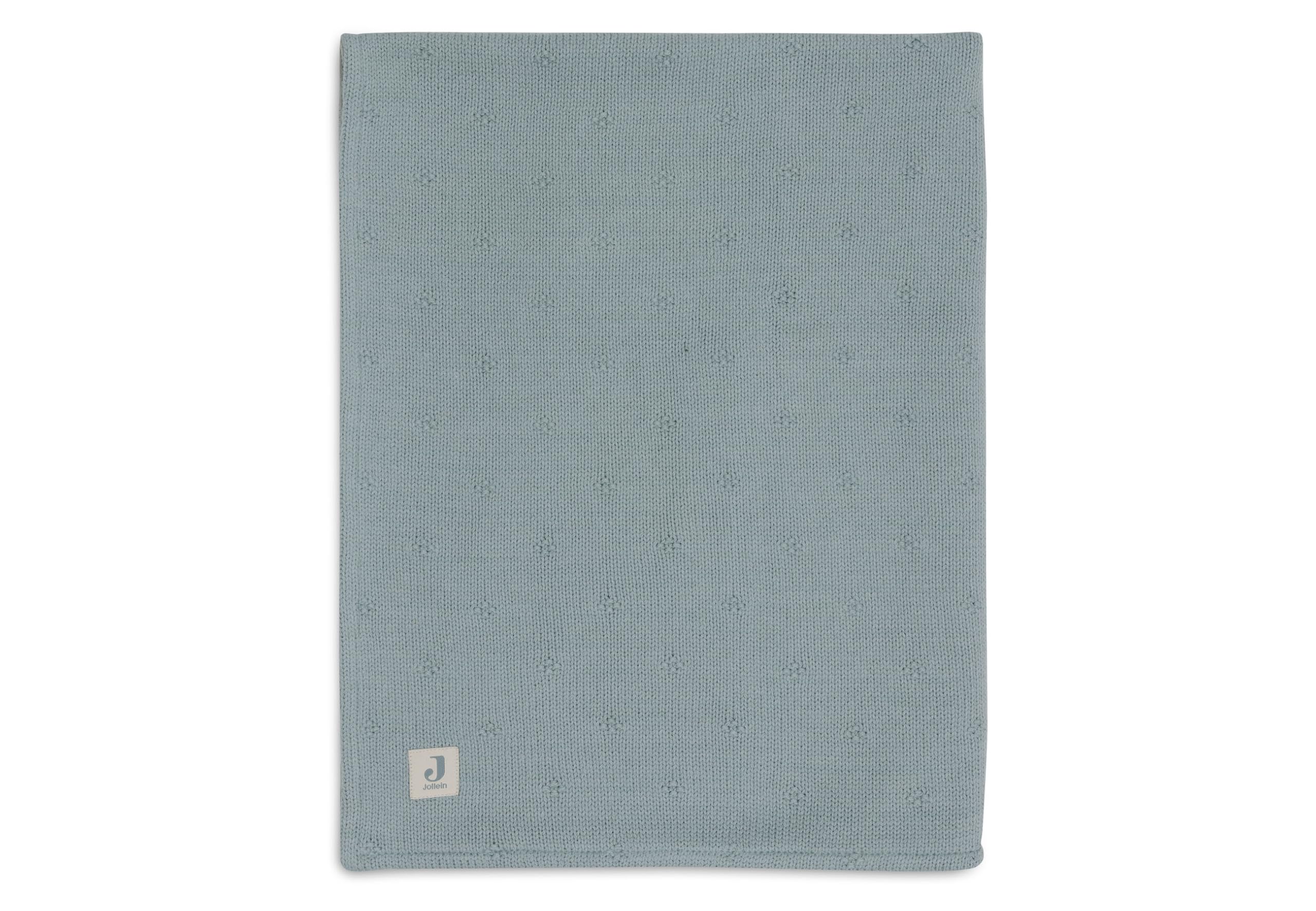 Jollein Manta para bebé Cosy Knit, terciopelo verde mar, 100 x 150 cm, 60% algodón, 40% acrílico, interior 100% poliéster, para cuna, 2,0 tog, certificado Öko-Tex, patrón de punto