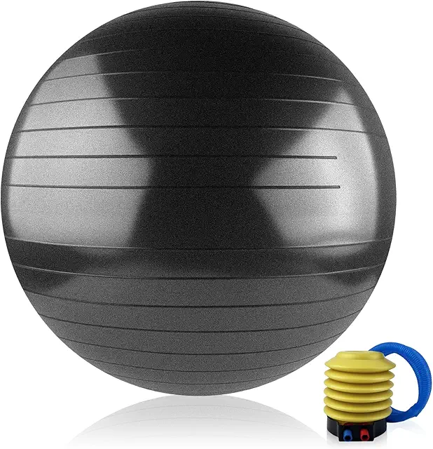 Ballon Yoga VELLUSTRA 65CM Anti-éclatement pour Fitness, Pilates et Bureau