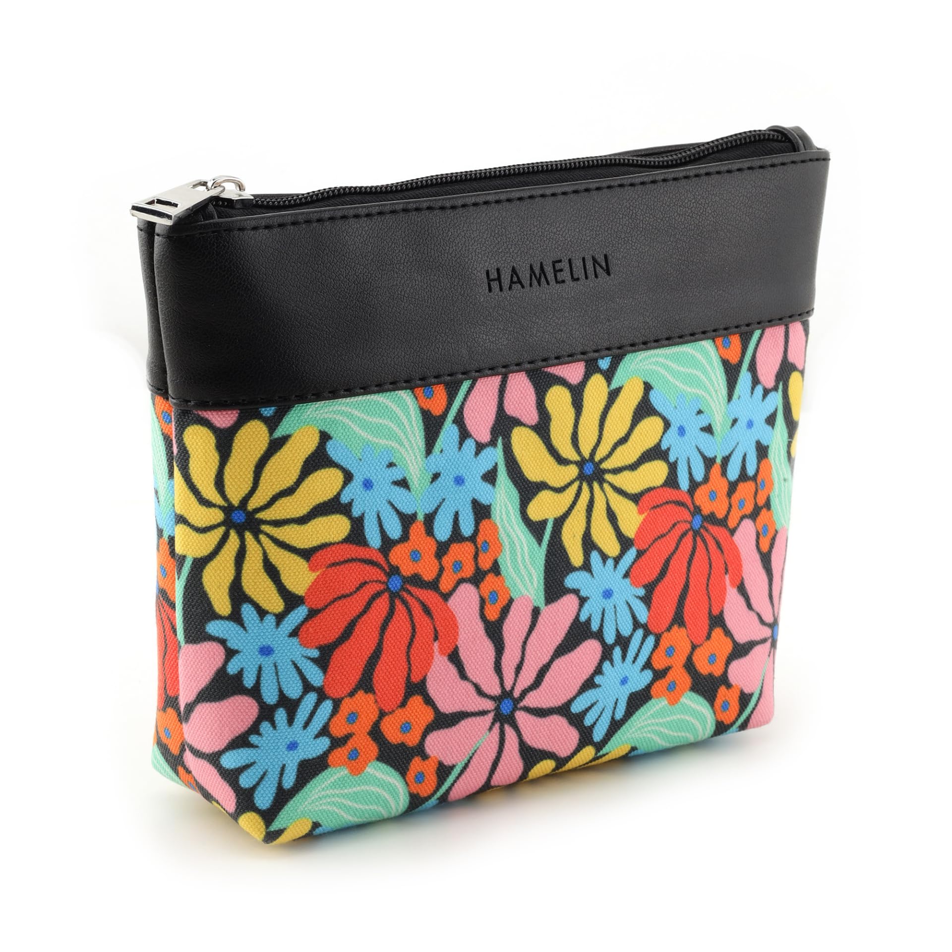 Hamelin Makeup Vanity Pouch-Vibrant Daisies | Grooming & Beauty Organiser Kit for Men & Women | Travel Friendly Makeup Bag | Toiletry Kit, Accessory Organizer| Rakhi Gift for Sister