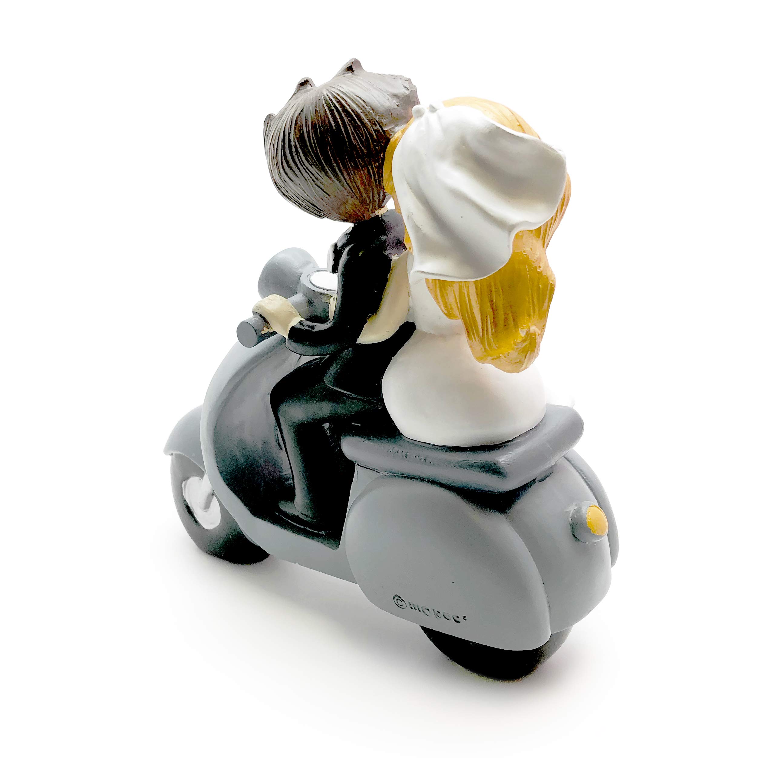 Mopec Y534 - Figura de Pastel Pareja de Novios Pop & Fun en Moto, 17 cm