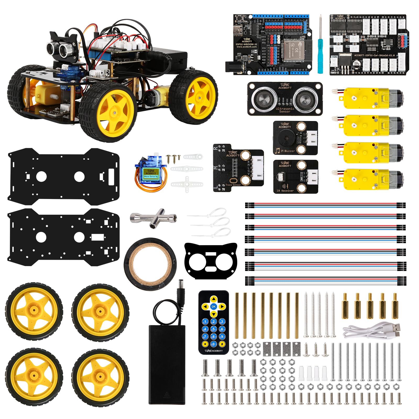 ACEBOTT Roboter Bausatz für Kinder 8-12 Jahren, Roboter Kinder kompatibel mit Arduino und Scratch, Roboter Spielzeug mit Fernbedienung und App Steuerung, Geschenk für Jungen und Jugendliche
