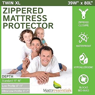 Zippered Twin XL Mattress Protector - Bed Bug Waterproof Mattress Cover, Premium Quality Hypoallergenic Encasement