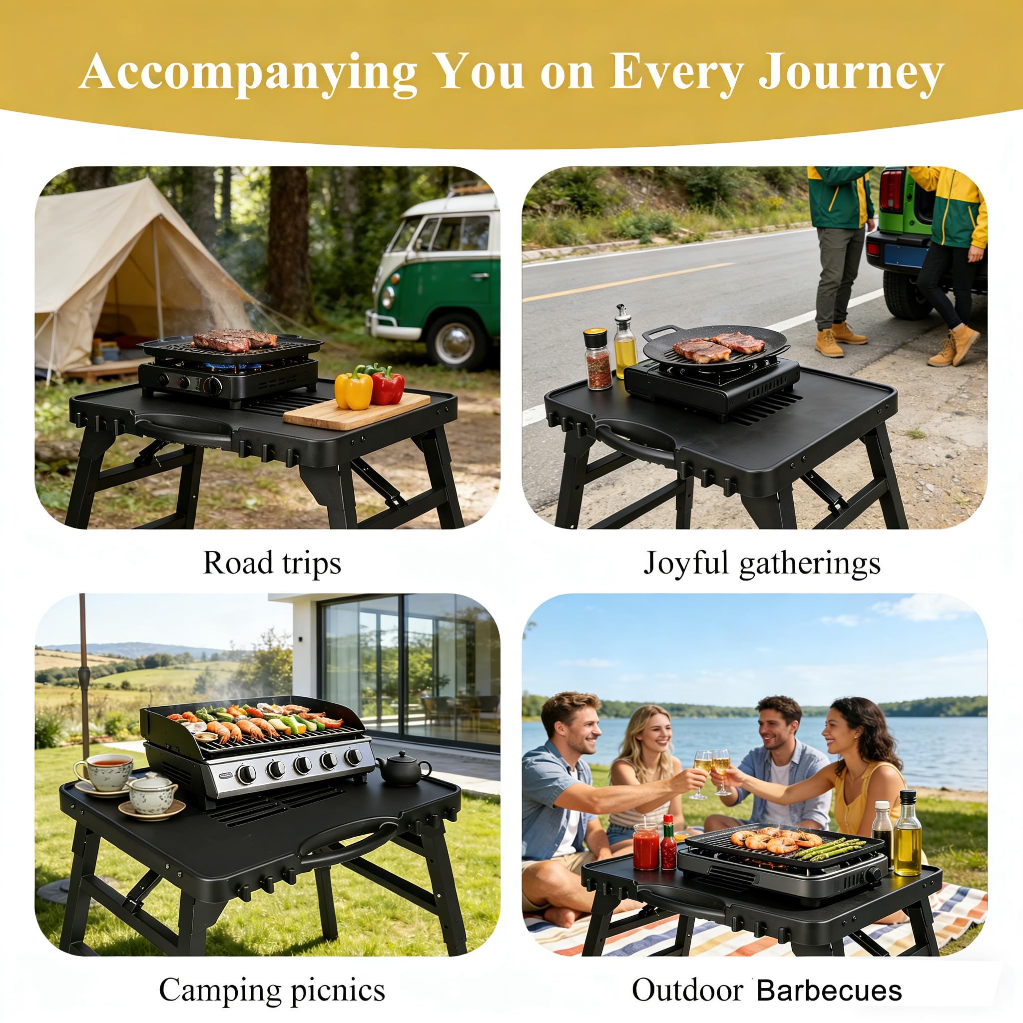 GFTIME Faltbarer Outdoor-Grillständer für Enders Urban, Weber Q100/Q200/Q300, Ninja Woodfire, Burnhard Wayne