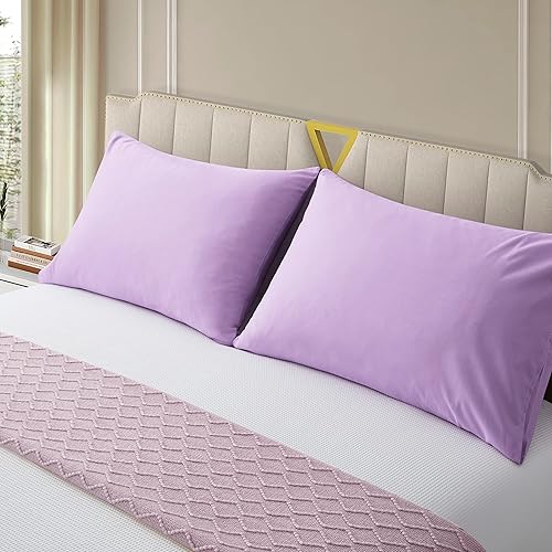 NookZuzu - Juego de 2 fundas de almohada de microfibra ultra suaves de 1800 hilos con cierre de sobre, color morado, juego de 2 fundas de almohada