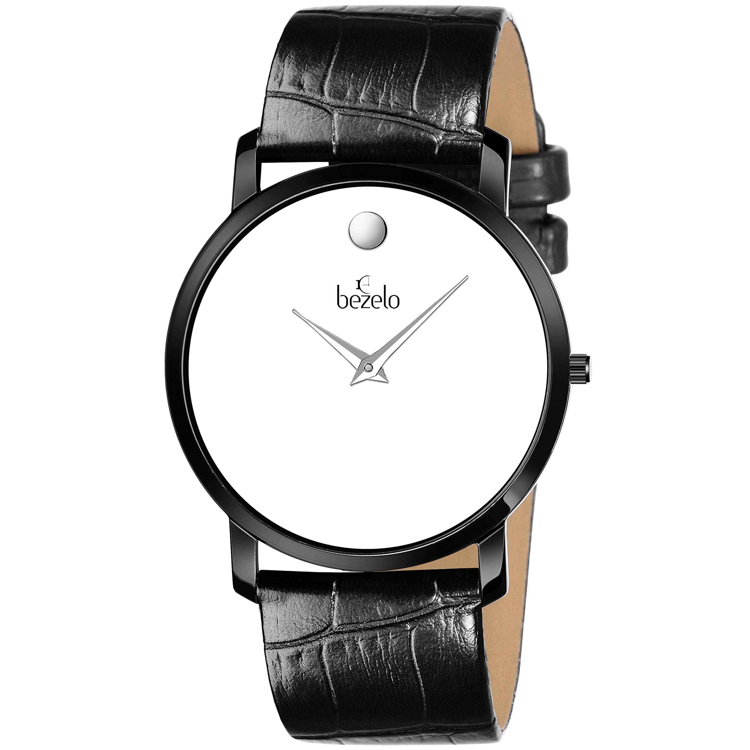 Bezelo Analogue White Dial Black Belt Ultra Slim Mens Watch -Gr-1007-B (B07ZD7QQFC) Amazon Price History, Amazon Price Tracker