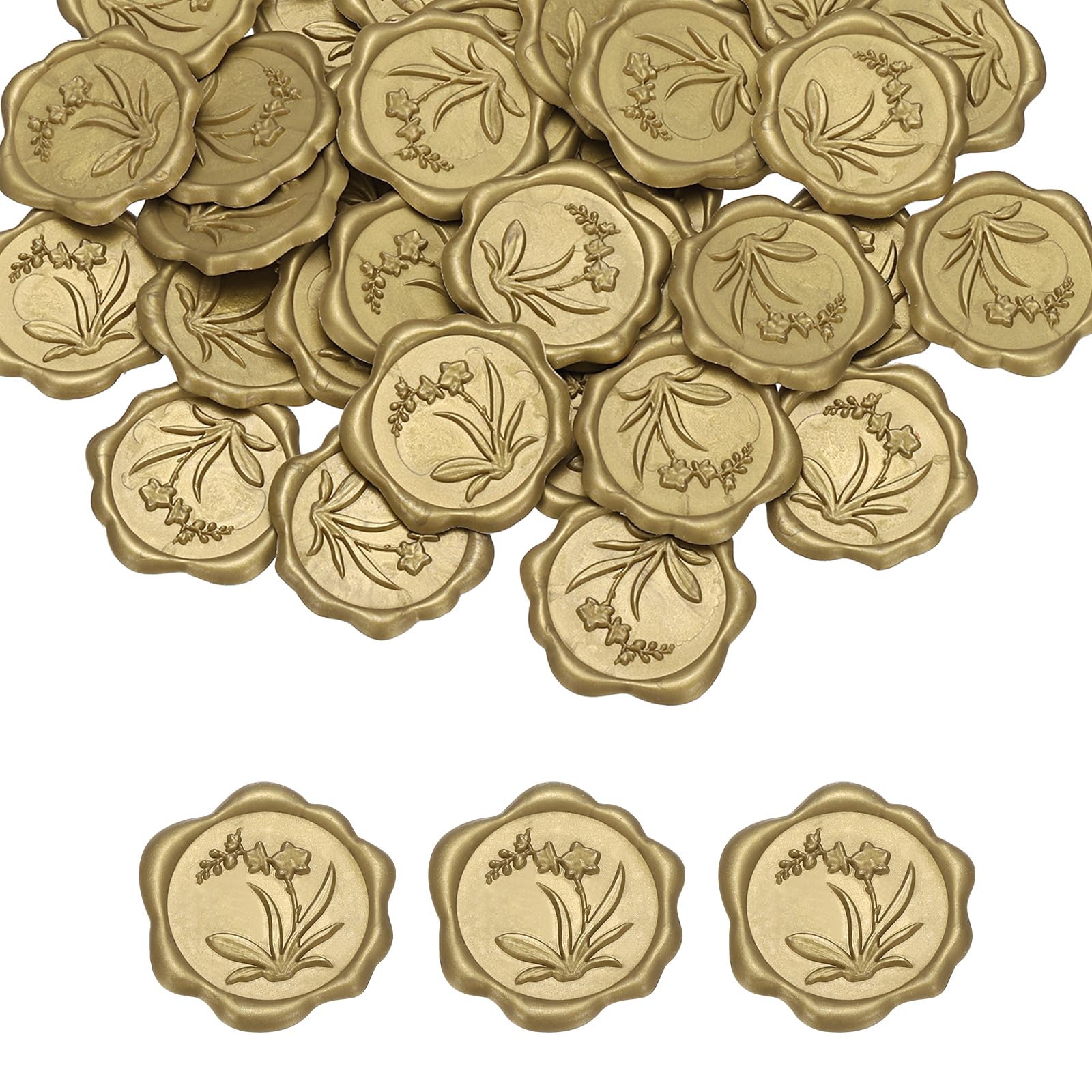 PATIKIL Wax Seal Stickers, 100 Pcs Envelope Seal Stickers, Self-Adhesive Wax Stamp Wedding Invitation Accessories for Wedding Party Birthday Gift Wrapping Anniversary, Teal Gold