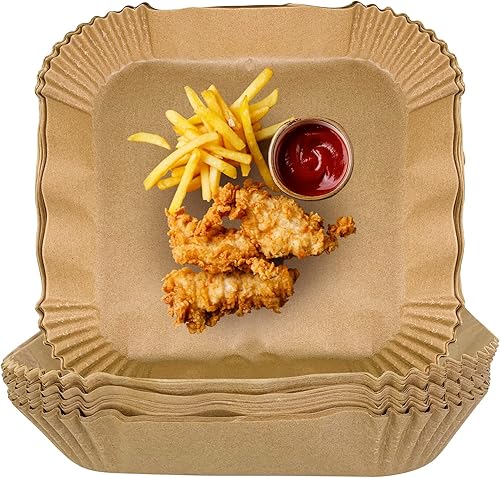 100 forros de papel desechables para freidora de aire forros cuadrados para freidora de aire papel de pergamino antiadherente para freidora de aire