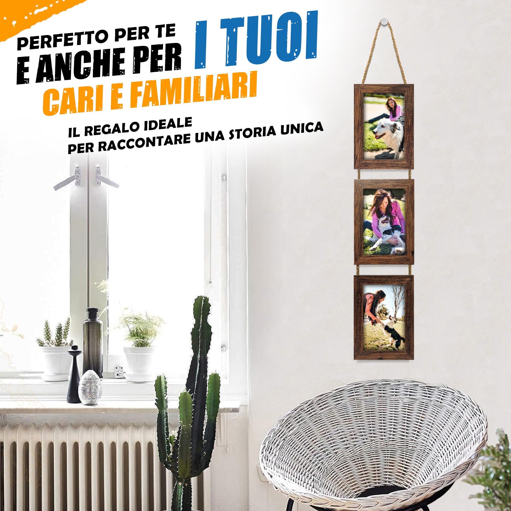 Set Cornici Foto Multiple da Parete con Corda Portafoto Multiplo Decorativo con - Foto 21 di 27