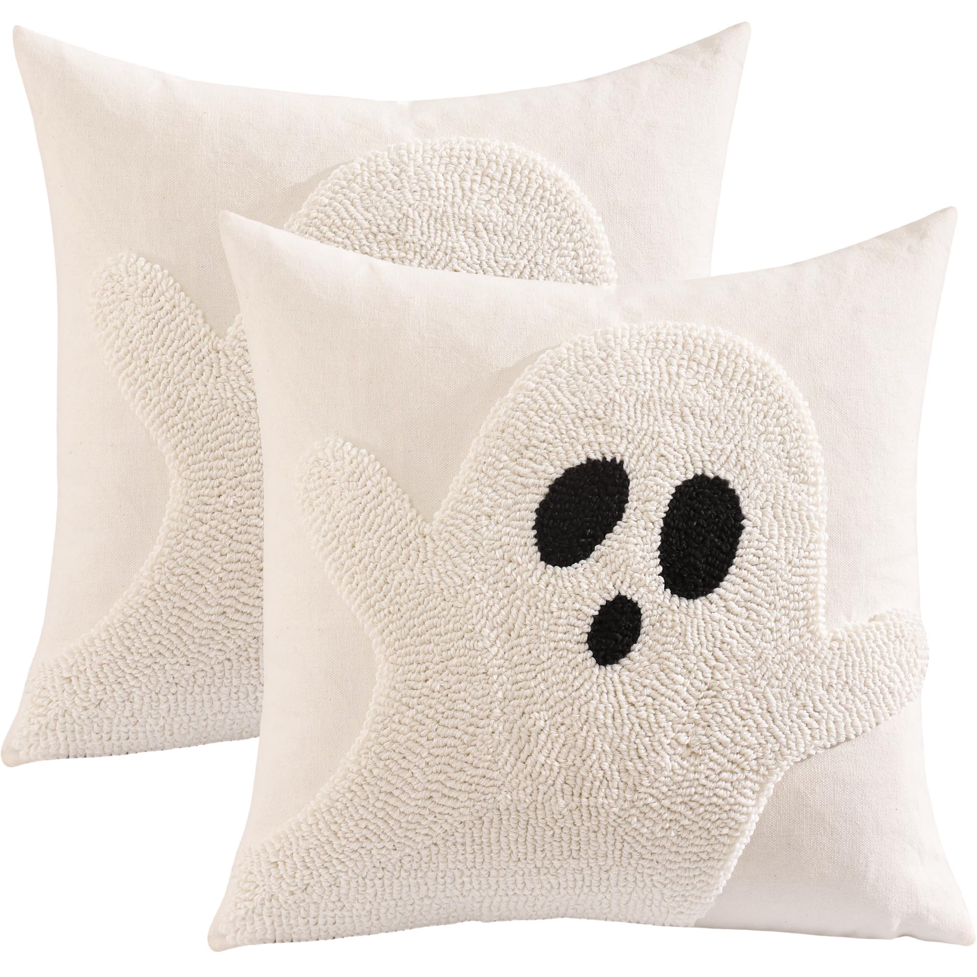 Housses de coussin brodées Halloween au design fantôme épuré