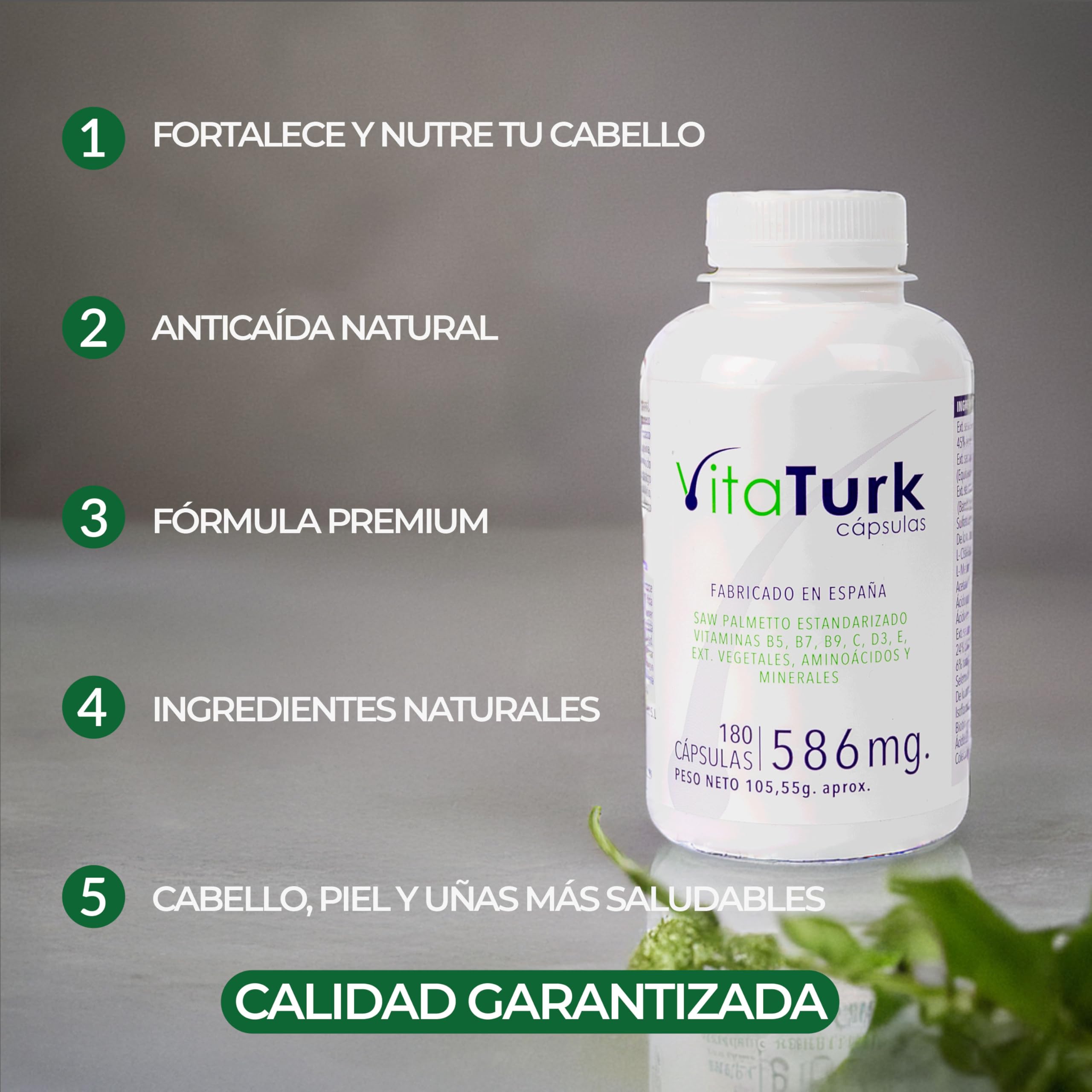 Vitaminas Para el Cabello 180 cápsulas | Frena la Caída del Pelo y Favorece el Crecimiento | Saw Palmetto, Biotina, Zinc | DHT Blocker | Duración 3 meses | Fabricado en España