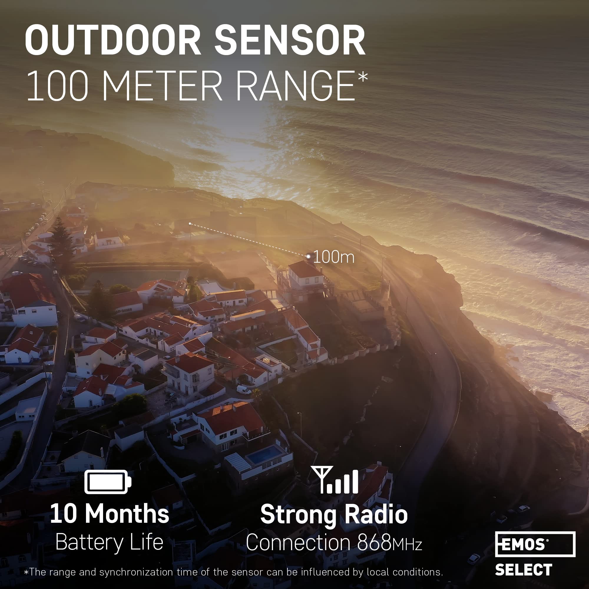 EMOS Wetterstation mit Windmesser und Regenmesser- System mit Farbdisplay, zur Wettervorhersage, für drinnen & draußen, Datum, Temperatur, Luftfeuchtigkeit, Luftdruck - 12-24 Stunden Vorhersage