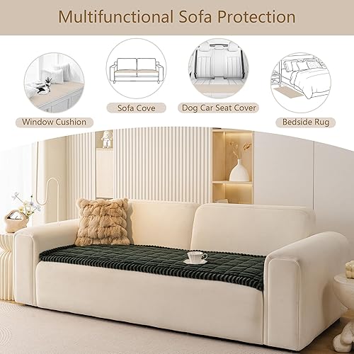 Miniatura 5 de MEETSKY Fundas verdes para sofá de 2 cojines, funda de sofá antideslizante para perros, lavable, fundas de sofá suaves y protectoras para mascotas,