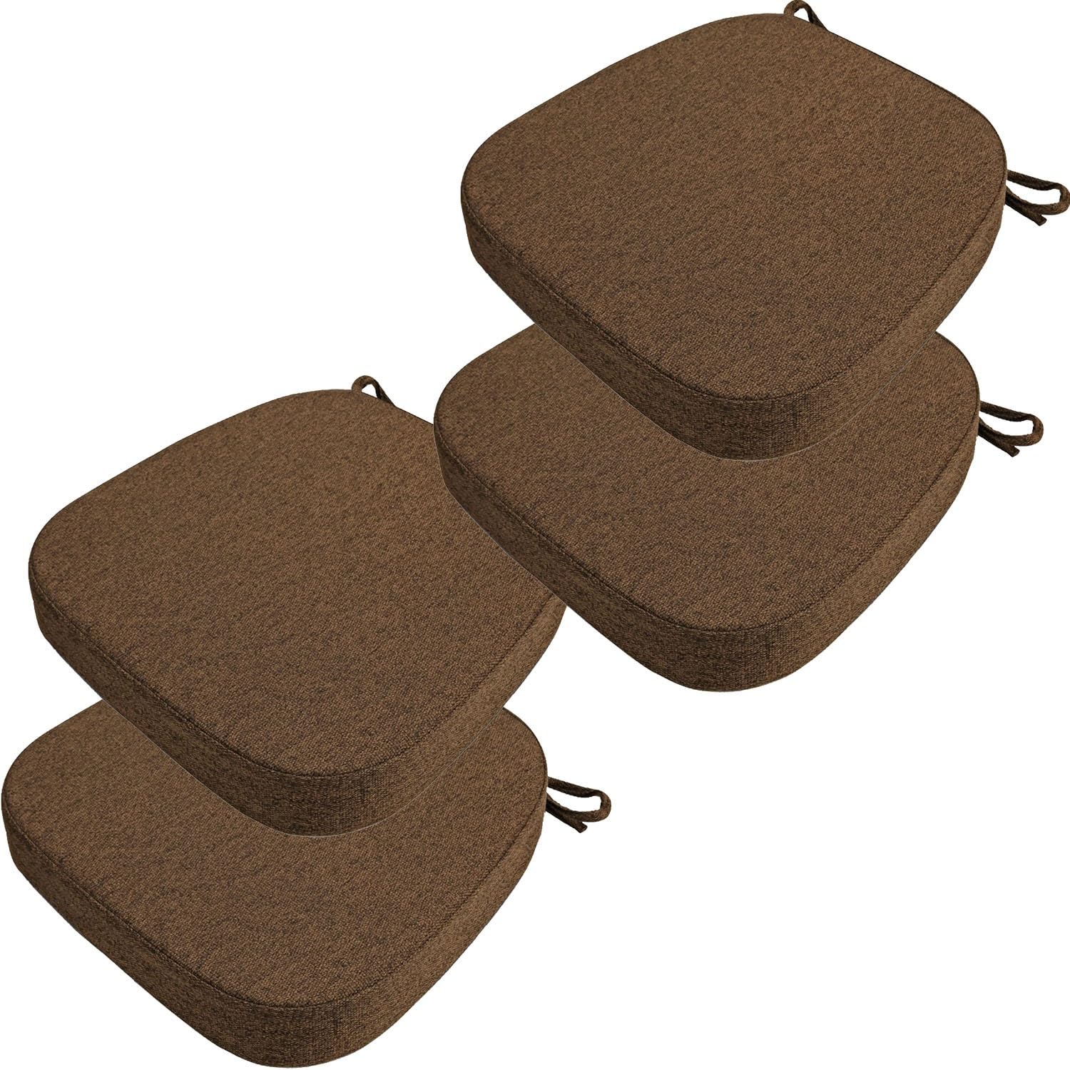 Set di 2/4 cuscini antiscivolo per sedie da pranzo a forma di U con laccetti, comodi cuscini per cucina, ufficio e soggiorno (43 x 40 x 3 cm, 4 pezzi)