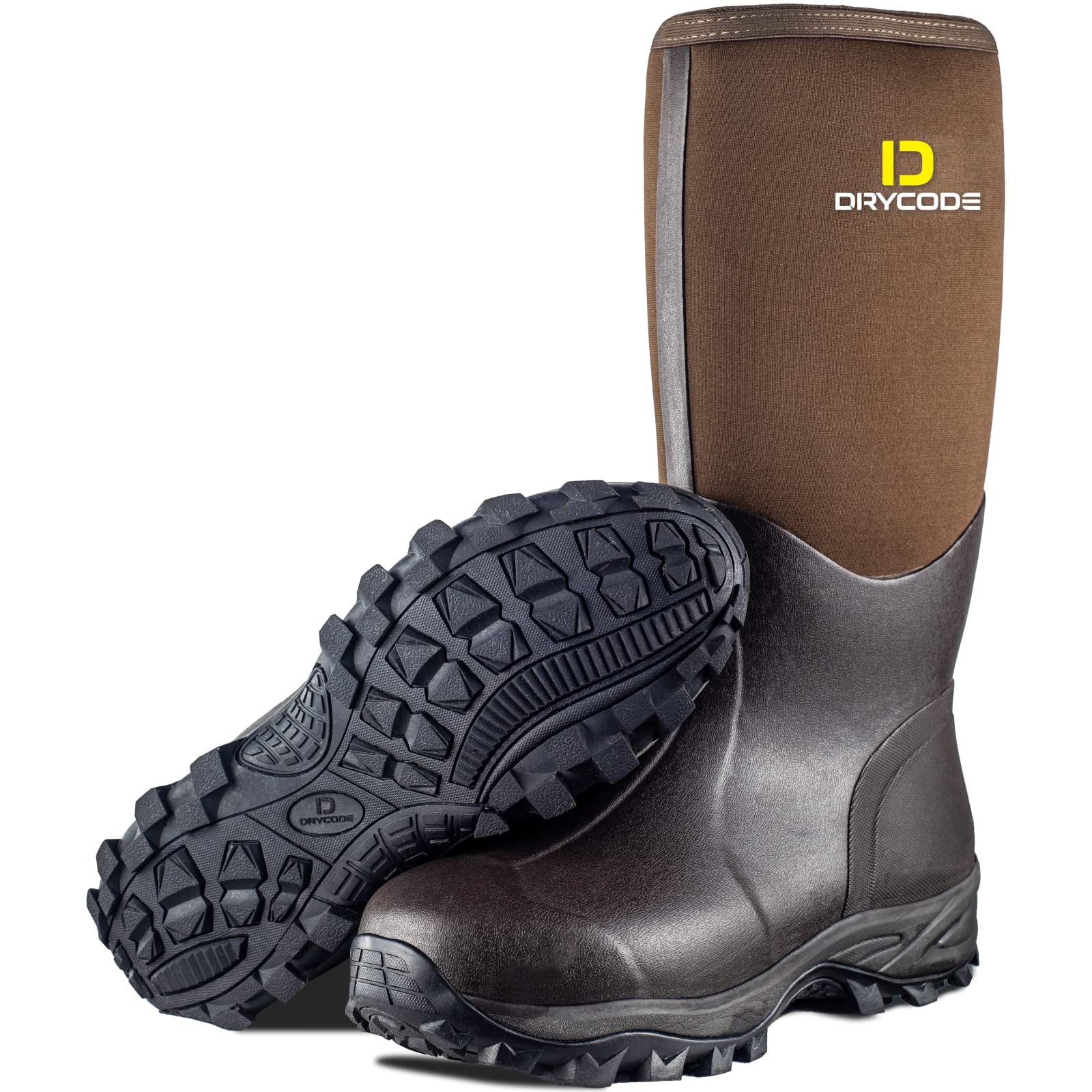 D DRYCODEDRYCODE Rubber Boots for Men and Women, Waterproof Durable 6mm Warm Rubber Neoprene Boots, Outdoor Rain Boot, Black, Size 5-14