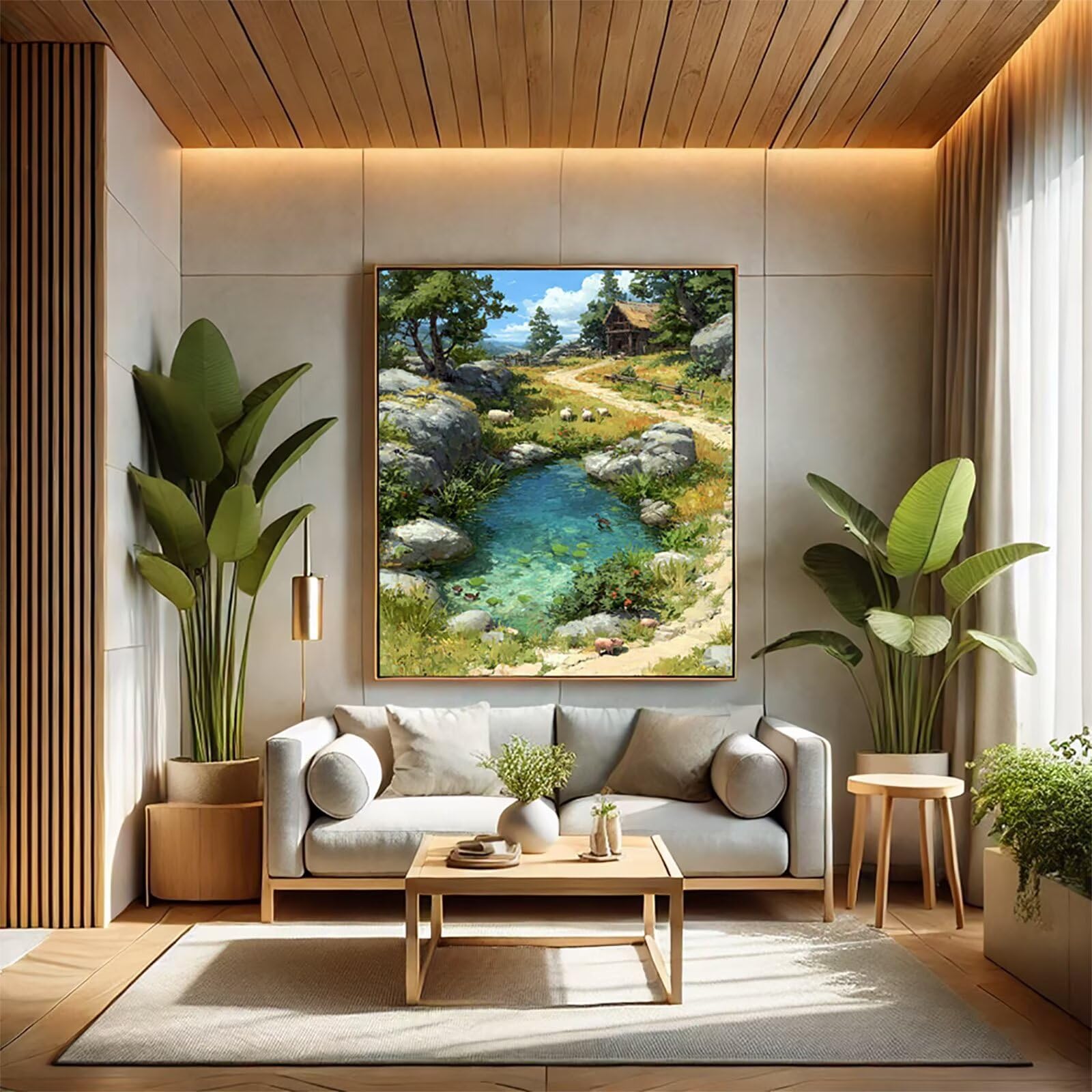 Zestaw do malowania według liczb, zestaw do samodzielnego malowania według liczb, krajobraz, zestaw do majsterkowania dla dorosłych z pędzlem i farbą akrylową, zestaw do malowania według liczb, zestaw