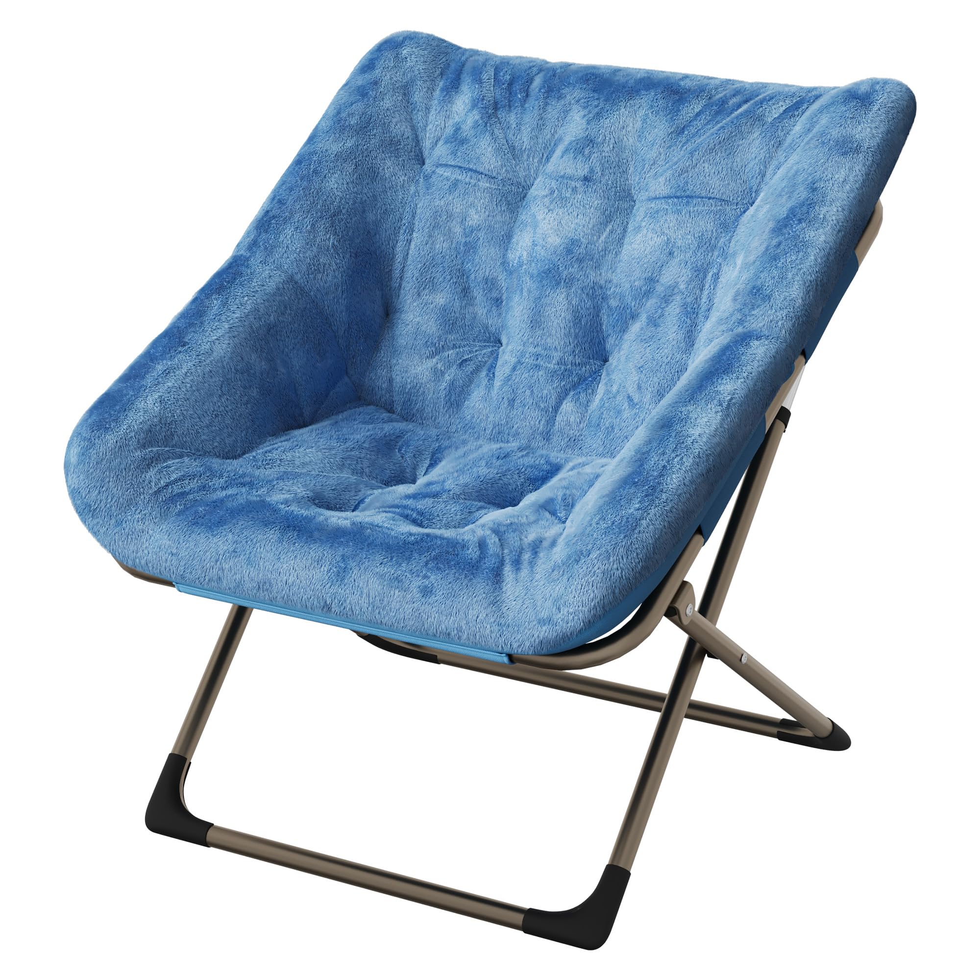 GarveeHome Silla Plegable Cúpula Adultos Piel Sintética - 136kg Azul | Piel sintética suave y marco metálico robusto. Para dormitorio y salón. Diseño moderno ahorra espacio.