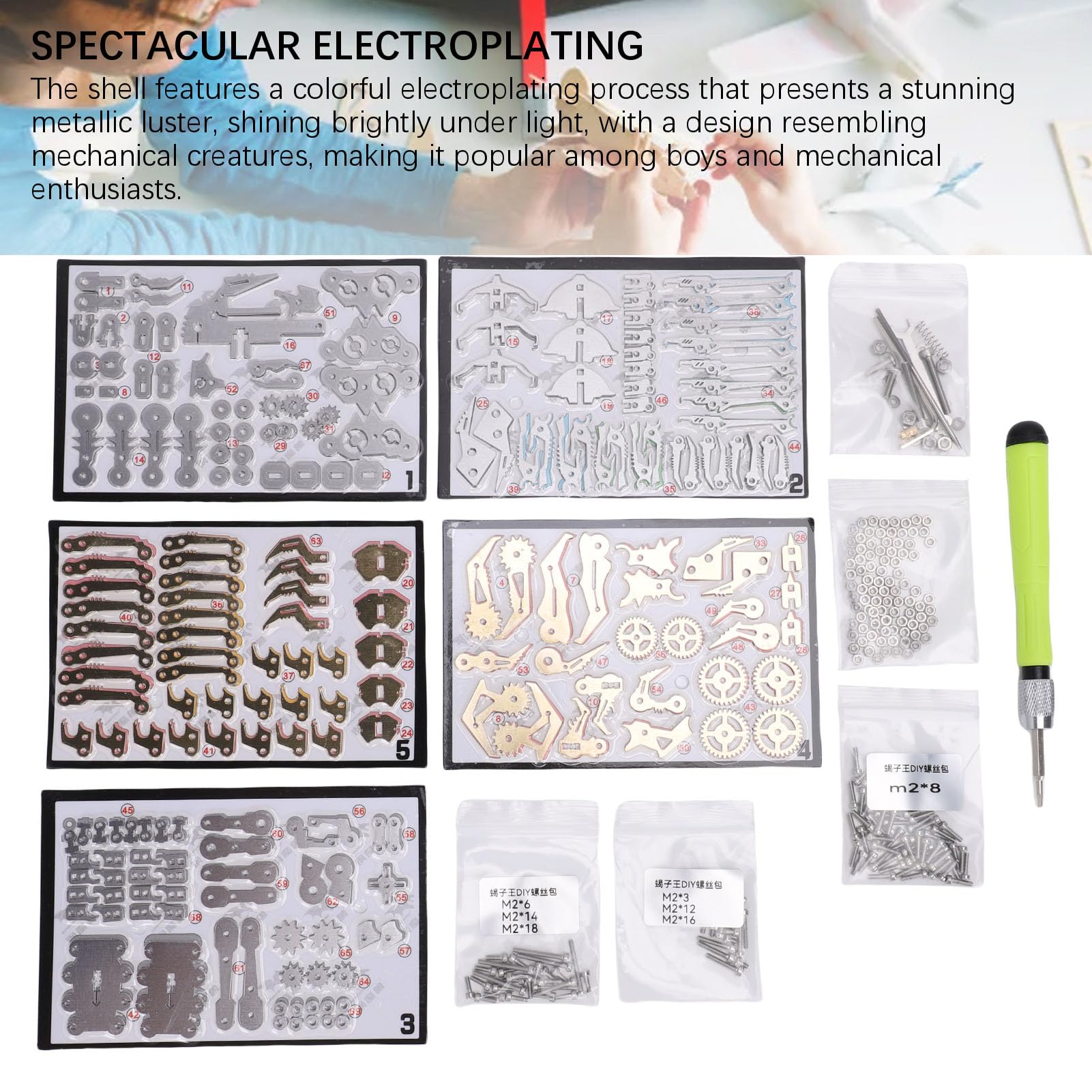 Cryfokt Kit di Puzzle in Metallo 3D Blocchi di Costruzione Ad Alta Precisione per Bambini Adulti Giocattolo Educativo STEM Puzzle Meccanico Fai-da-te per il Divertimento della Famiglia (GOLD)