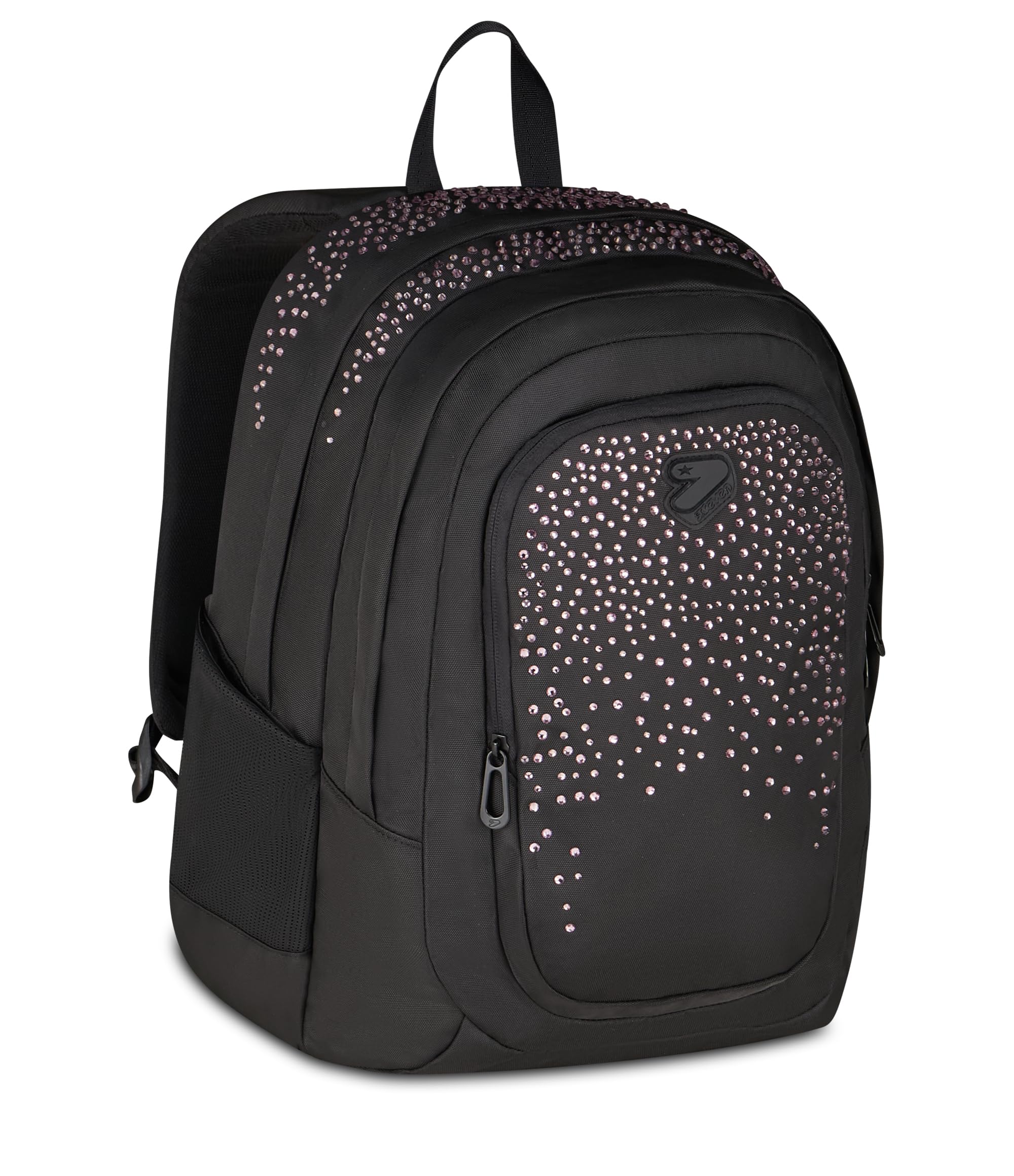 Seven Zaino Scuola Tech GlitzyCute, Nero e Viola, Porta Notebook, 29 Litri, Schienale Ergonomico, Spallacci Imbottiti, Bambina e Ragazza