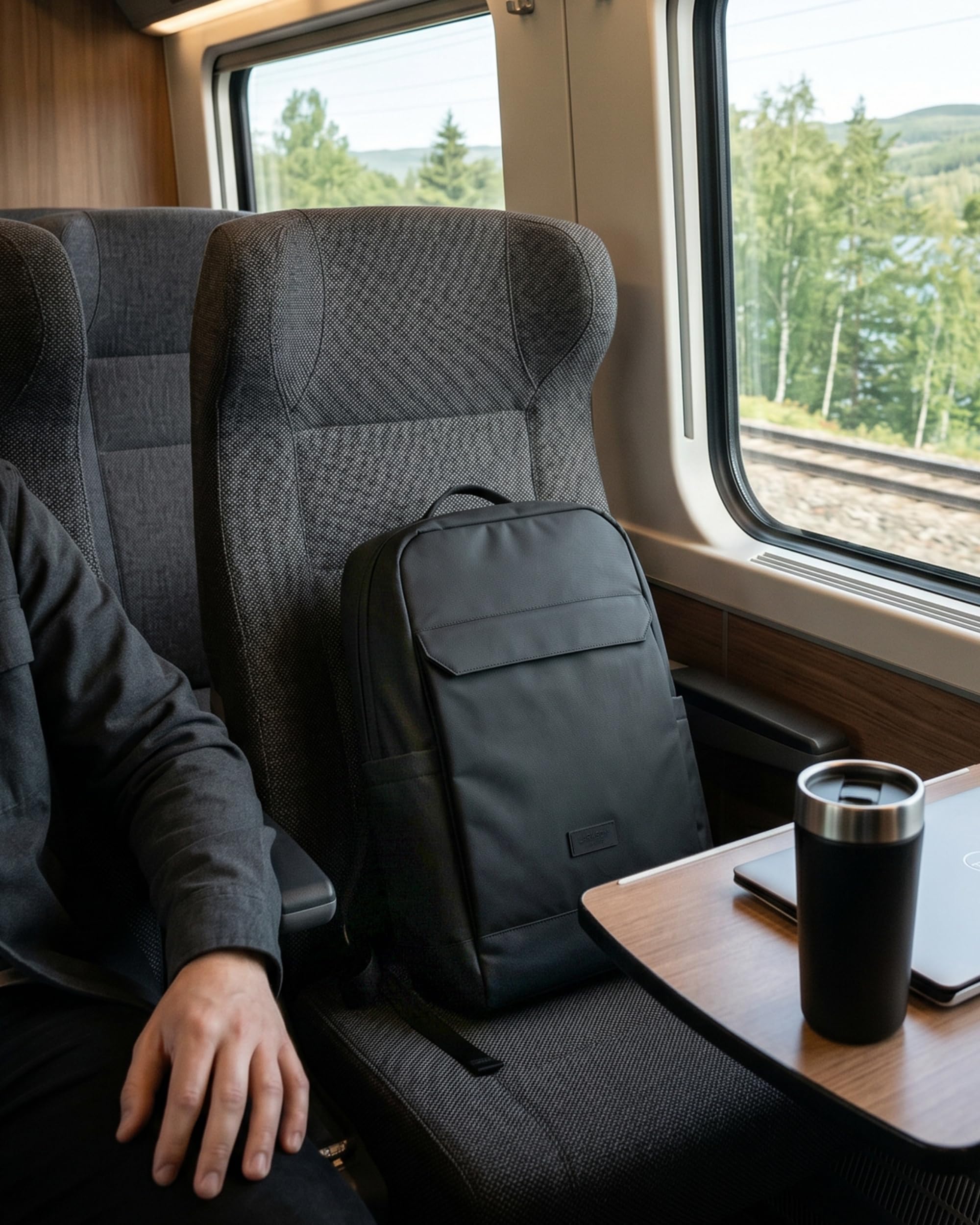 LARKSON Business Laptop Rucksack Herren Beige - Bjarne - Großer Arbeitsrucksack mit 17 Zoll Laptopfach - Handgepäck mit Kofferöffnung - Wasserabweisend