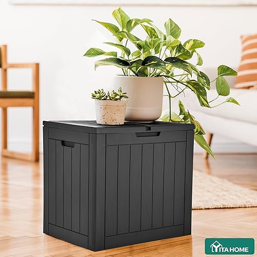 Vista 6 de Yitahome Caja de almacenamiento para exteriores de 30 galones, caja de almacenamiento para exteriores de resina impermeable para paquetes de entrega