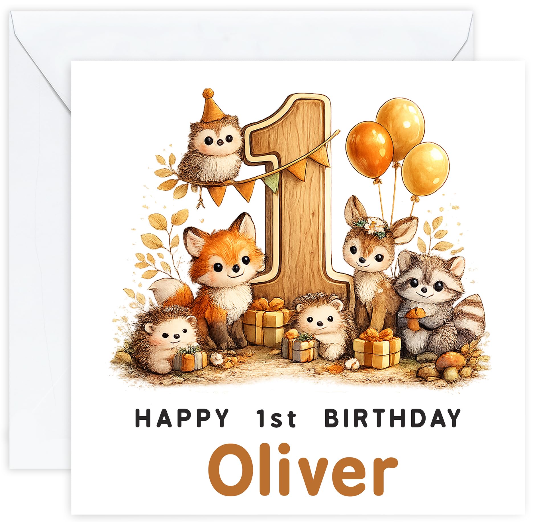 Personalised 1st Birthday Card for Boy | First Birthday Card with Name | Son Grandson Nephew or Godson | Design 07