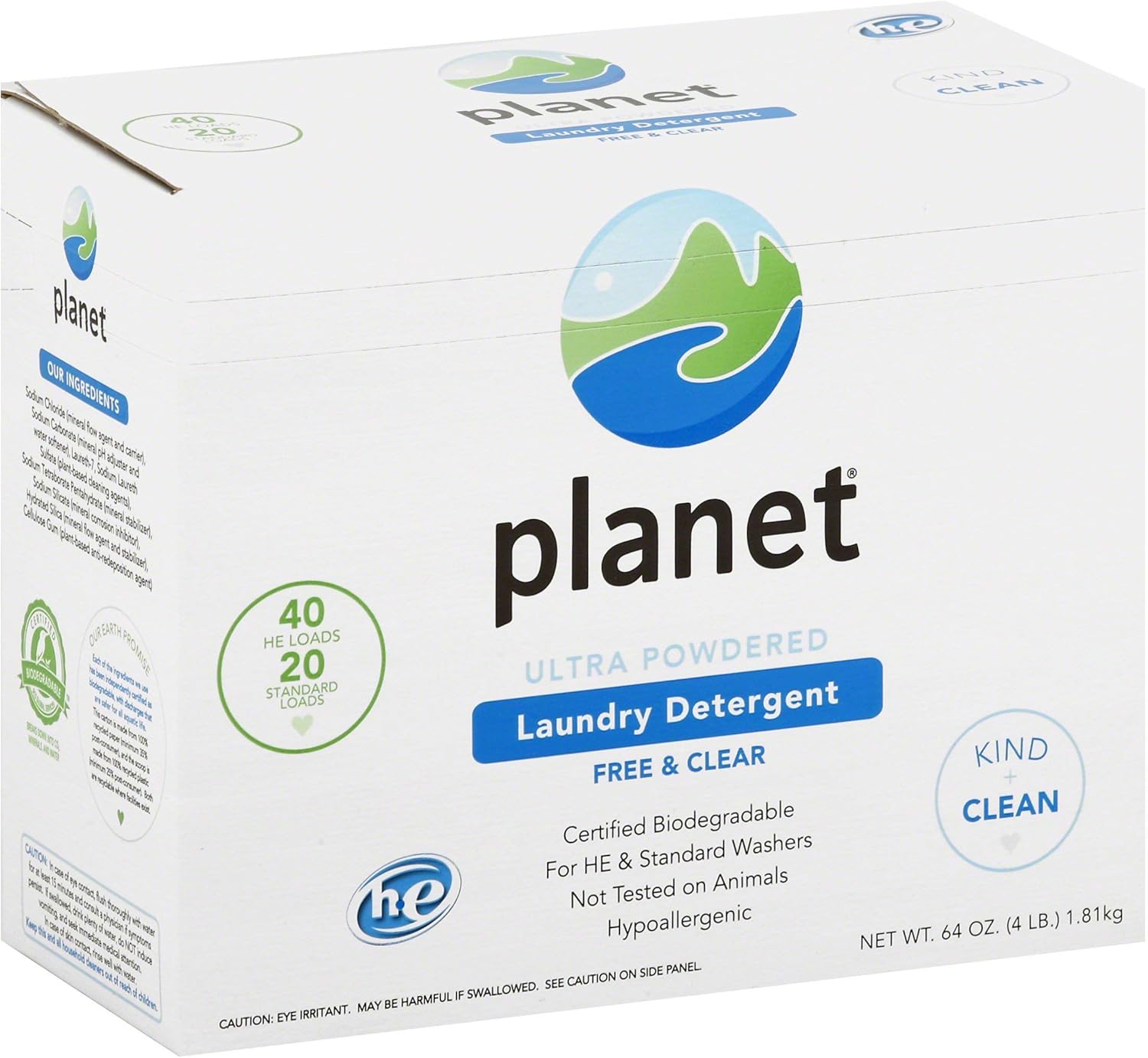 Planet Ultra Powdered Laundry Detergent, White, Unscented, 256 Ounce (Pack of 4) : Health & Household
