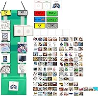 Vista 14 de Programa visual para niños – 133 tarjetas de plástico duraderas con imágenes y monedas con lazo suave Tabla de rutina diaria y recompensas por